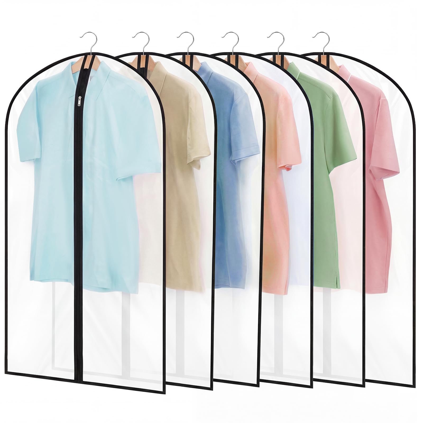 6 Pack Garment Bags 60 * 100cm, 40in PEVA Translucent Garment Covers, Suit Storage Bags, Dress Organizer Bags Used To Protect Shirts, Winter Coats, Jackets