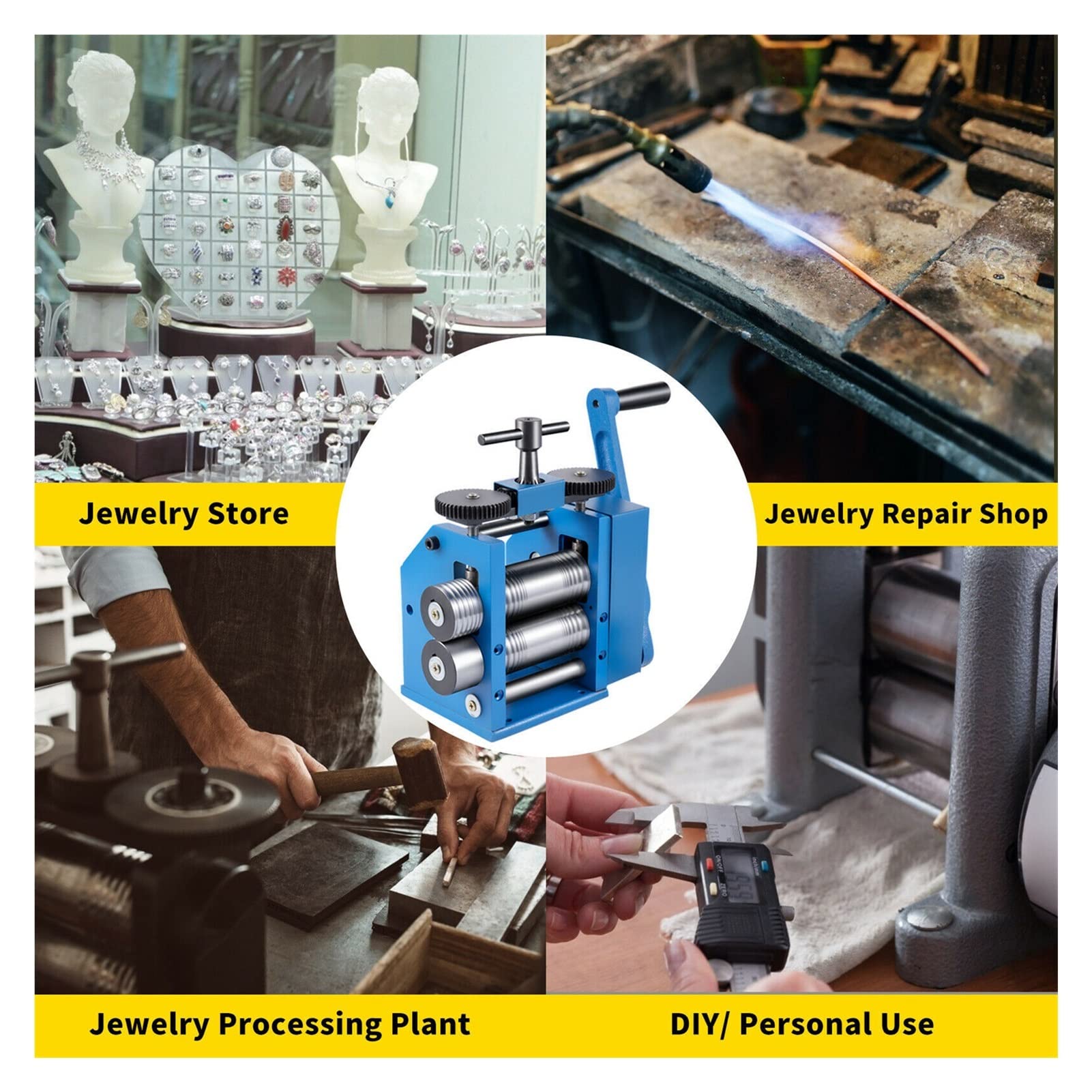 3Inch / 4.4Inch Sheet Manual Combination Jewelry Rolling Mill Semicircle Jewelry Press For Gold & Silver Nuggets Pressing Einfach und bequem zu bedienen(76 mm Single slot)
