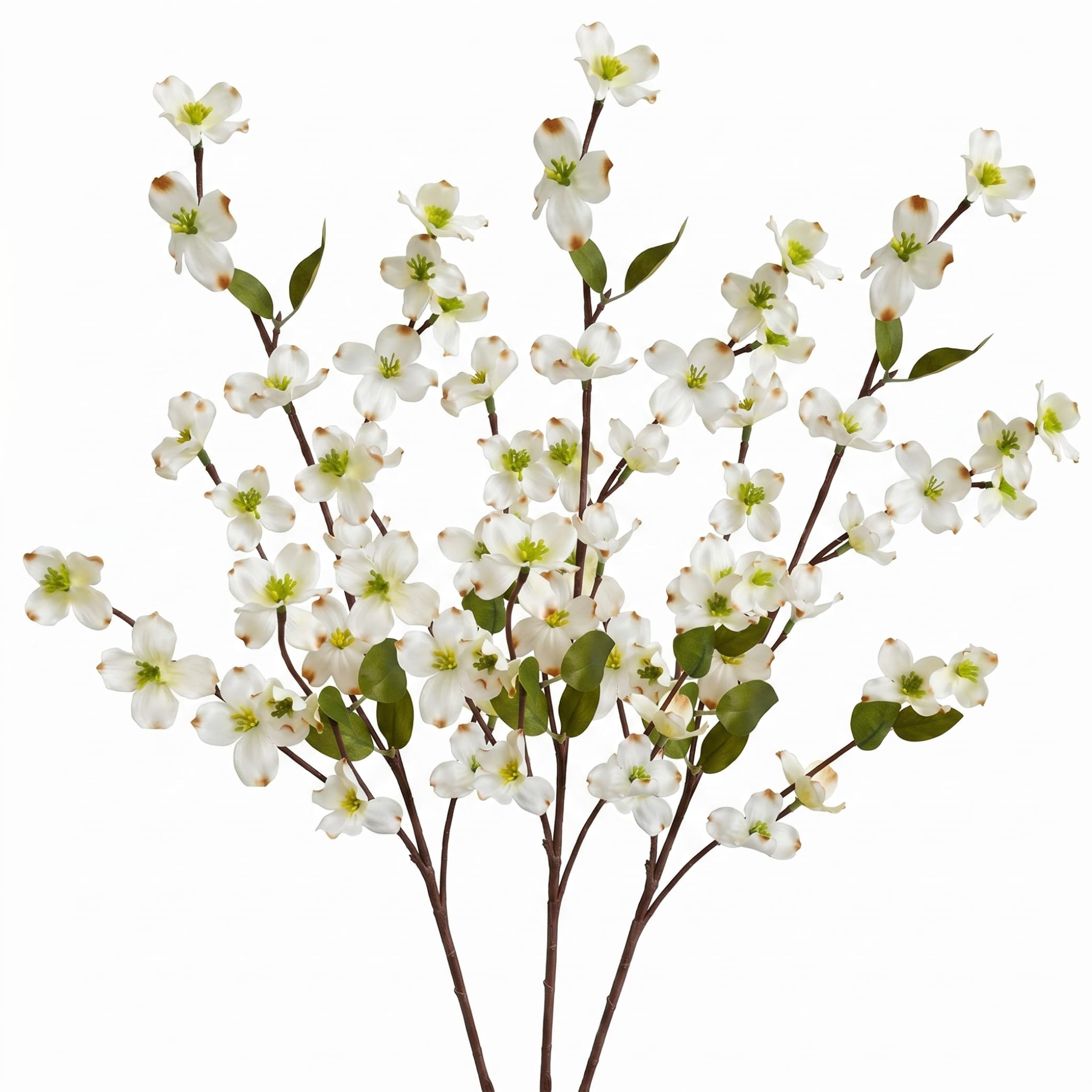 Tsawntd Artificial Plants, 3PCS Dogwood Flowers Artificial, 22in Branches for Vase Faux Branches for Home Decor, White