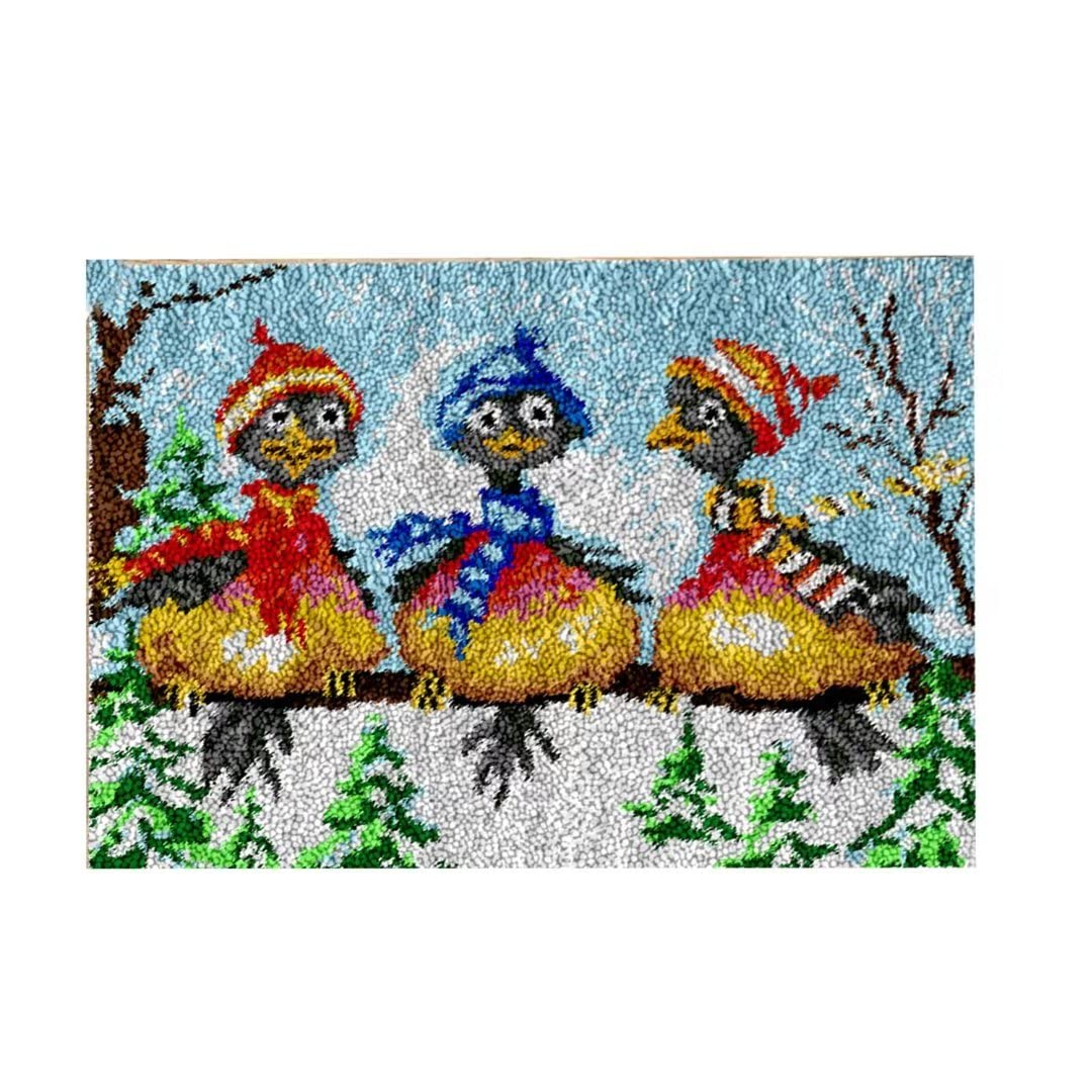 Latch Hook Kits for Kids and Adults, DIY Latch Hook Rug Kit, Cross Stitch Rug Making Kit, Latch Hook Crochet Kits Embroidery Kits Needlework Crafts for Home Decor, 50X38CM, Three Little Birds