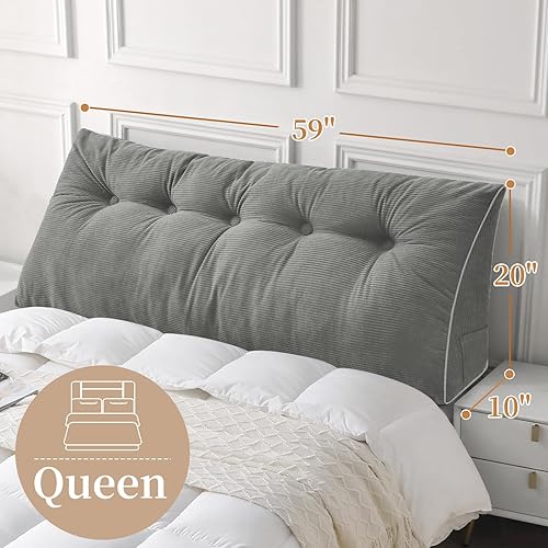 Miniatura 2 de Sasttie Almohada de cabecera tamaño Queen, almohada triangular de cuña para cabecero de cama, sofá, almohadas de sofá cama para sentarse, leer o