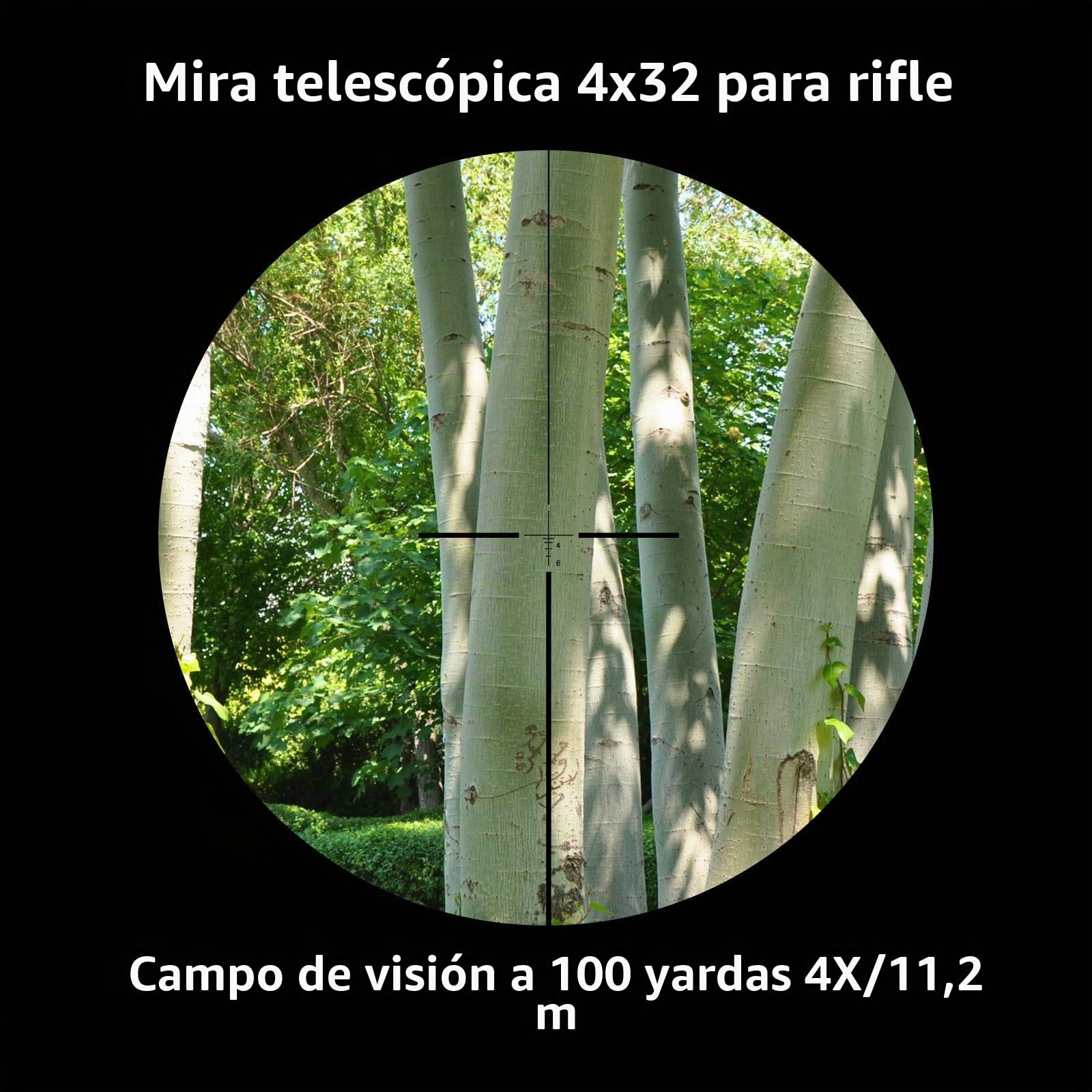 CVLIFE Alcance táctico de rifle de 4 x 32 pulgadas, mira de retícula iluminada en rojo, verde y azul con mira de fibra óptica