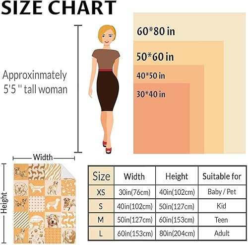 Miniatura 3 de Golden Retriever - Manta para niños y adultos, tamaño regazo de 30 x 40 pulgadas, manta de felpa suave y mullida para regalo, manta amarilla para