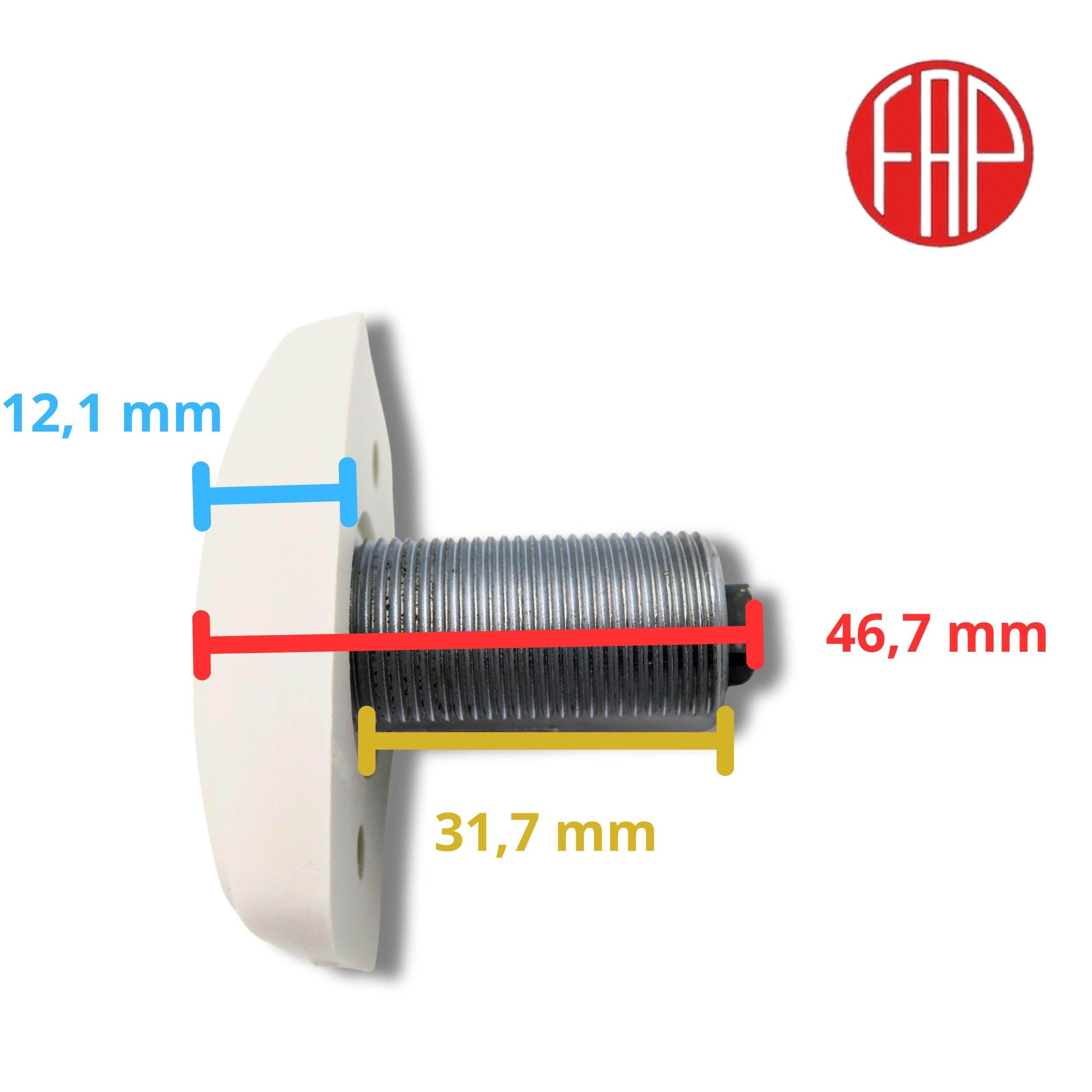 Generico Serratura per Camper e Roulotte FAP - Ideale per Gavone e Sportello Gas - 38x56 mm - Bianco con Cilindro FAP New System e 2 Chiavi Incluse - Ricambio per Caravan e Accessori Camper