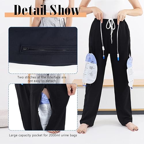 Miniatura 3 de Pantalones de bolsa de pierna de catéter, soporte para pantalones de orina para hombresmujeres, suministros de catéter compatibles con Foley,