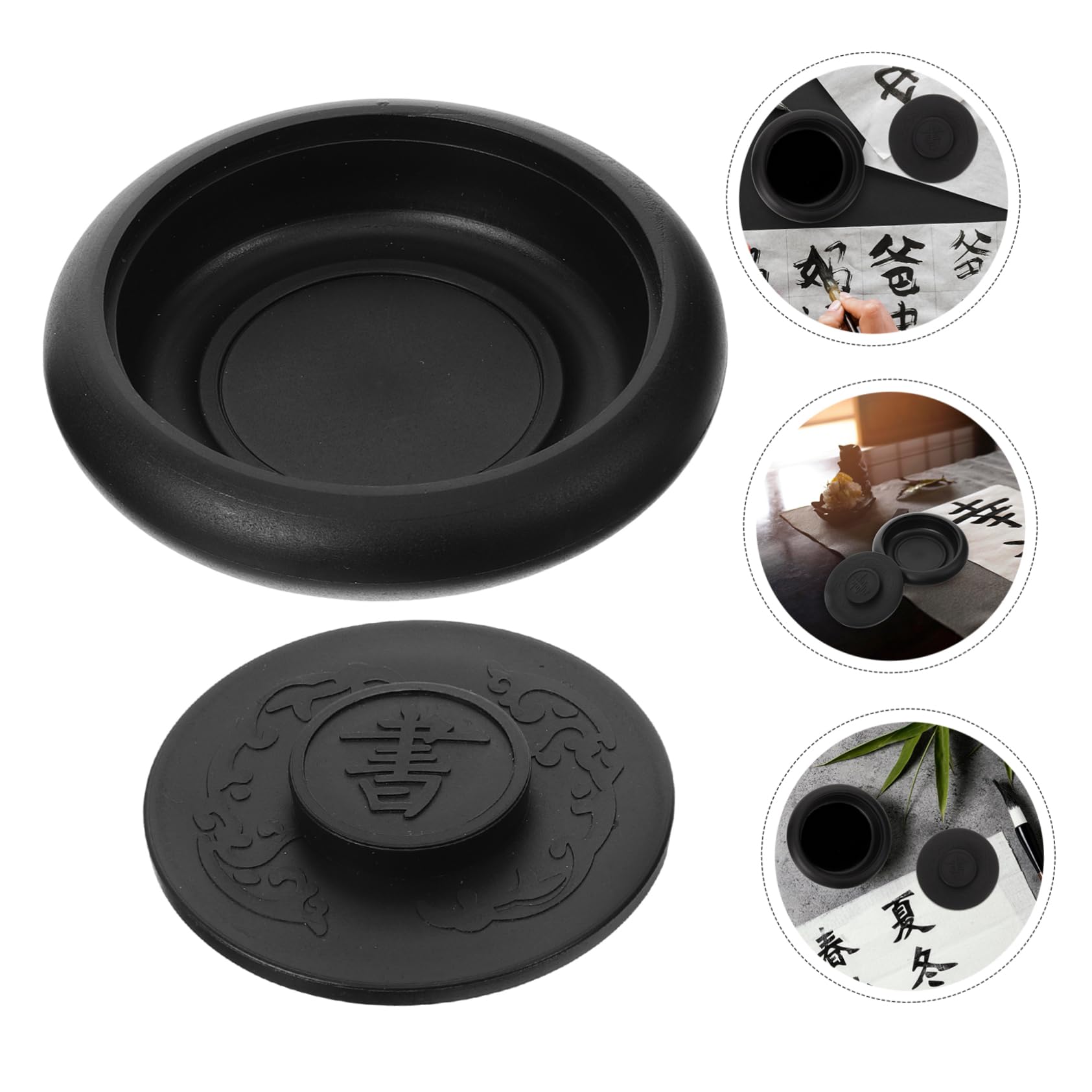 Amazon.co.jp: KONTONTY 書道と絵画用硯 蓋付き 墨板 研磨 筆記