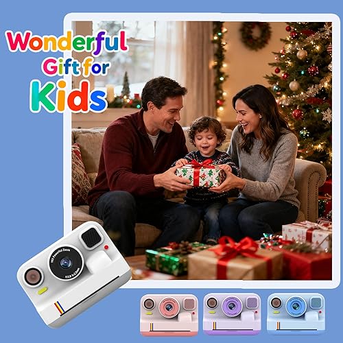 Miniatura 5 de Cámara de impresión instantánea para niños, regalos de cumpleaños de Navidad para niñas y niños, cámaras de impresión digital instantánea HD 1080P