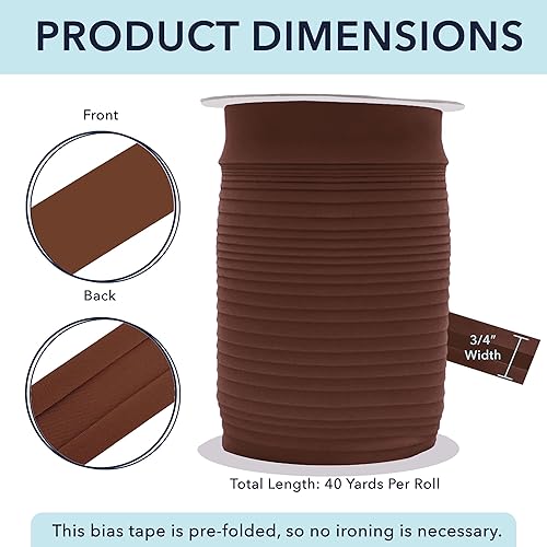 Miniatura 55 de Mandala Crafts Cinta al bies de un solo pliegue de 5/8 pulgadas para coser, acolchar, tuberías, dobladillo, manta y encuadernación de colcha, cinta