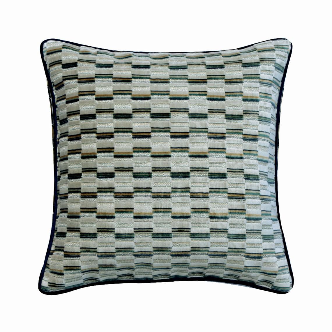 The HomeCentric Blue 20"x20" (Pack of 2, 50x50 cm (20"x20") Throw Cushion Covers, Jacquard Silk Pattern Throw Cushions For Couch, Striped Pattern Modern Style - Brick Together — image 1