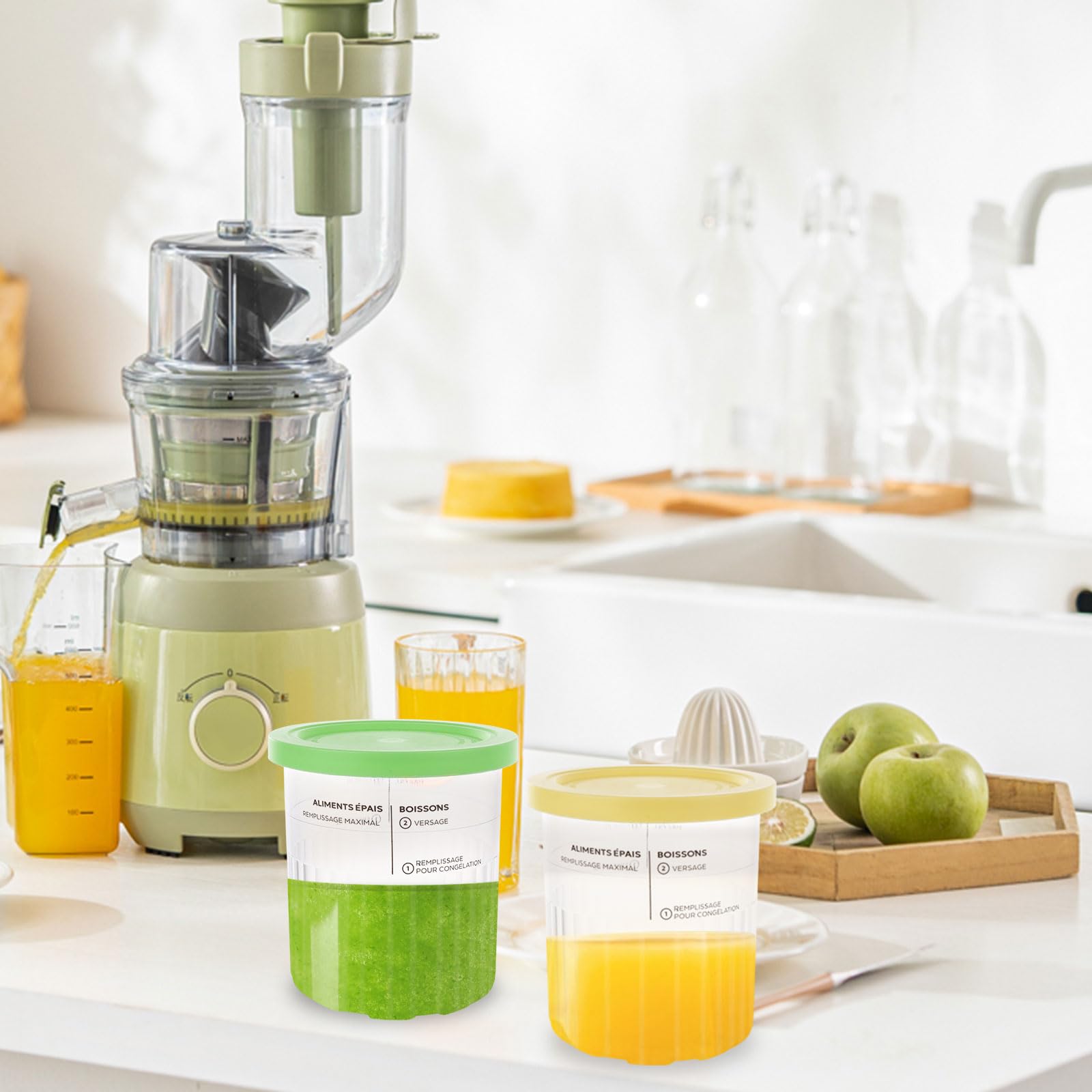 ASelected 4 Stück Behälter für Ninja Creami Eismaschine, 680 ml Eisbehälter mit Deckel für NC500 NC501-Serie Eismaschine Zubehör Creami Behälter Spülmaschinenfest