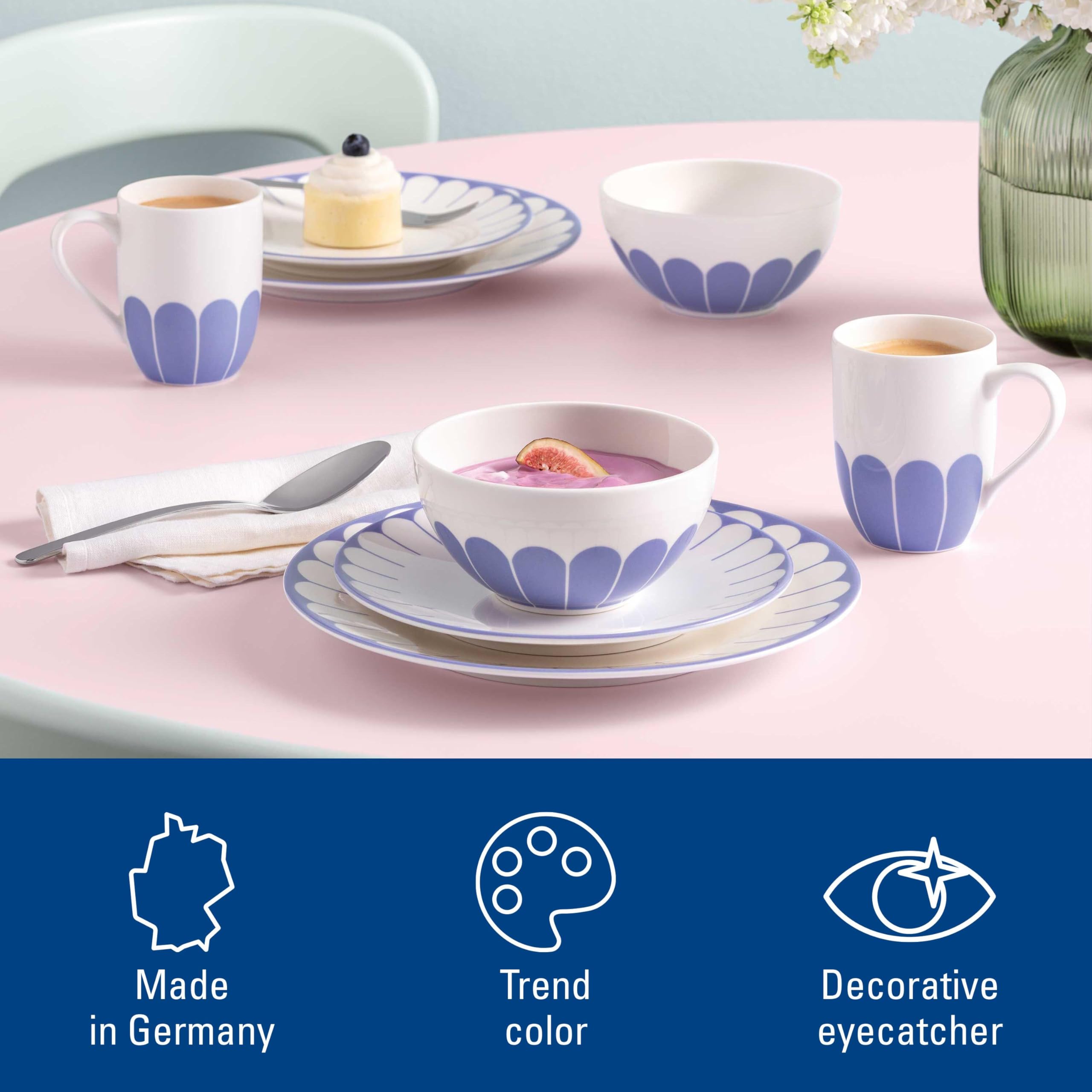 Villeroy & Boch - Fleur bleu talerz śniadaniowy niebieski, można myć w zmywarce i używać w mikrofalówce, talerz deserowy, talerzyk do śniadań, deserów i przekąsek, talerz do ciasta, porcelana Premium