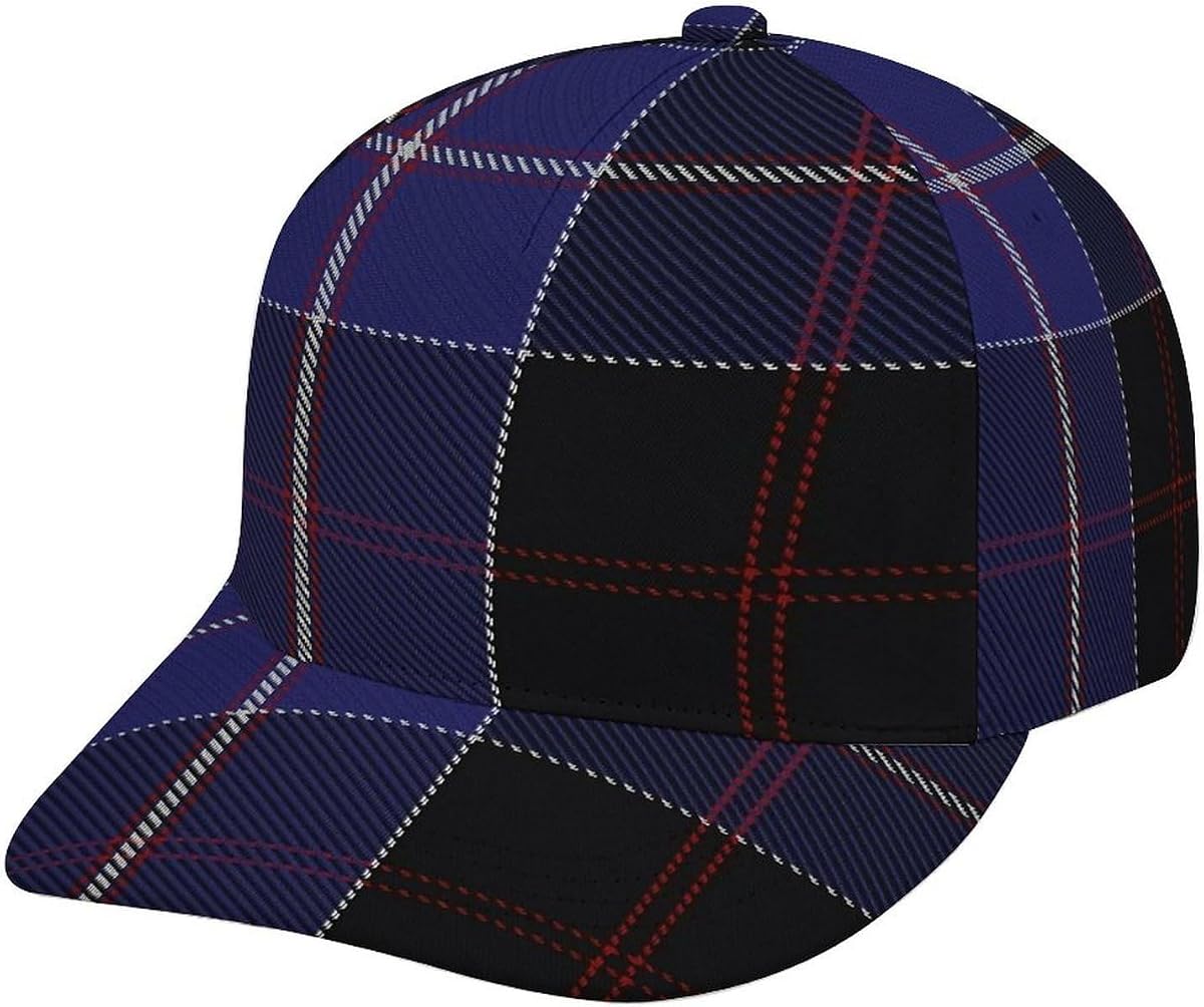 Dunlop Clan Family Tartan 100% Polyester Adjustable Snapback Baseball Cap, Curved Brim Dad Hat, Breathable Outdoor
