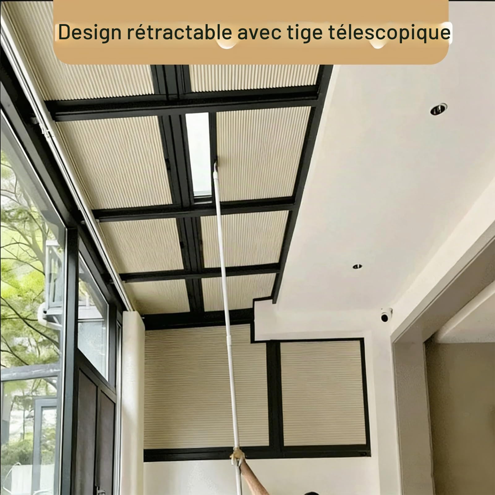 Stores Puits Lumière Commande Manuelle, Stores Occultants Intégraux Fenêtres Toit Véranda, Protection Anti-UV pour Puits Lumière Coulissants