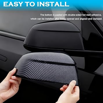 YHCDSEA Rearview Mirror Guard Cover for Tesla Model Y Juniper, Side Mirror Cover Exterior Accessories fit for Tesla Model Y Juniper 2025 (Matt Carbon Fiber Pattern)