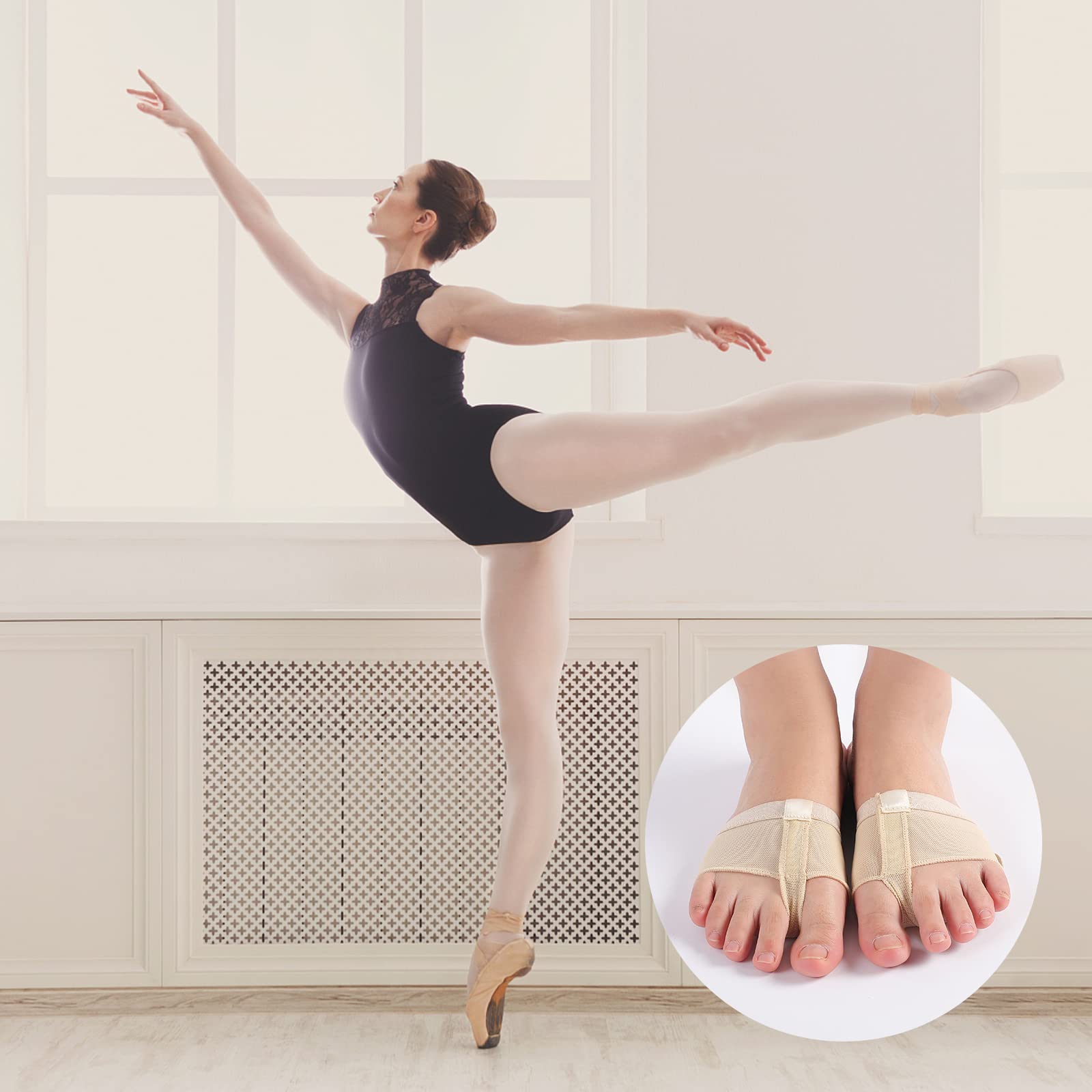 VEGCOO 3 Paires Coussinet Pied Antidérapant Strings Pied Ballet Dance Orteils Pad Danse Coussinets Avant-Pied Coussinets Métatarsiens String Pied pour Danse Coussin de Pieds(L)