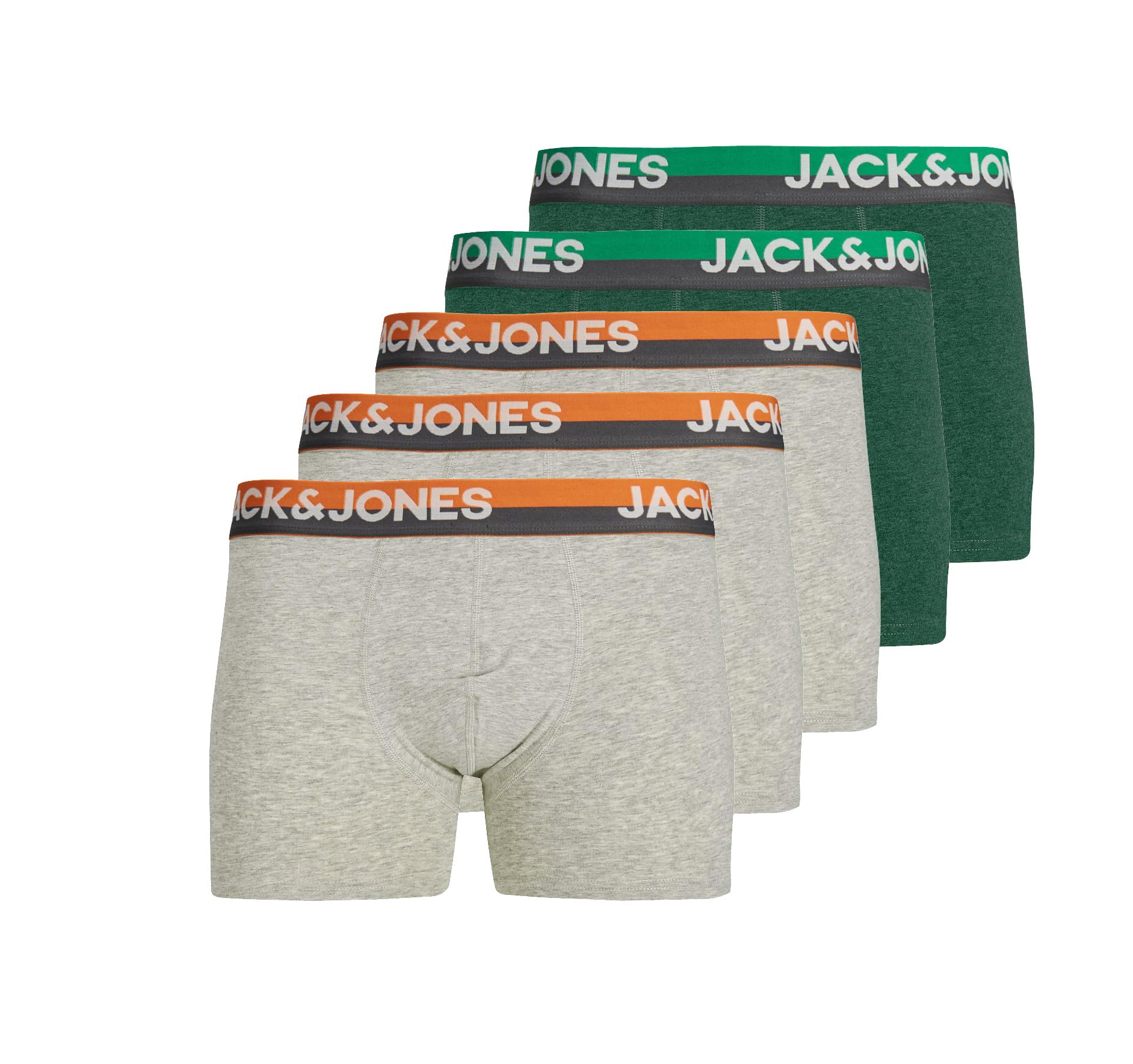 Jack & Jones Men's ( Light Grey/Evergreen Melange) Jacinjected Trunk For (5Er Pack (3X Light Grey Melange, 2X Large)