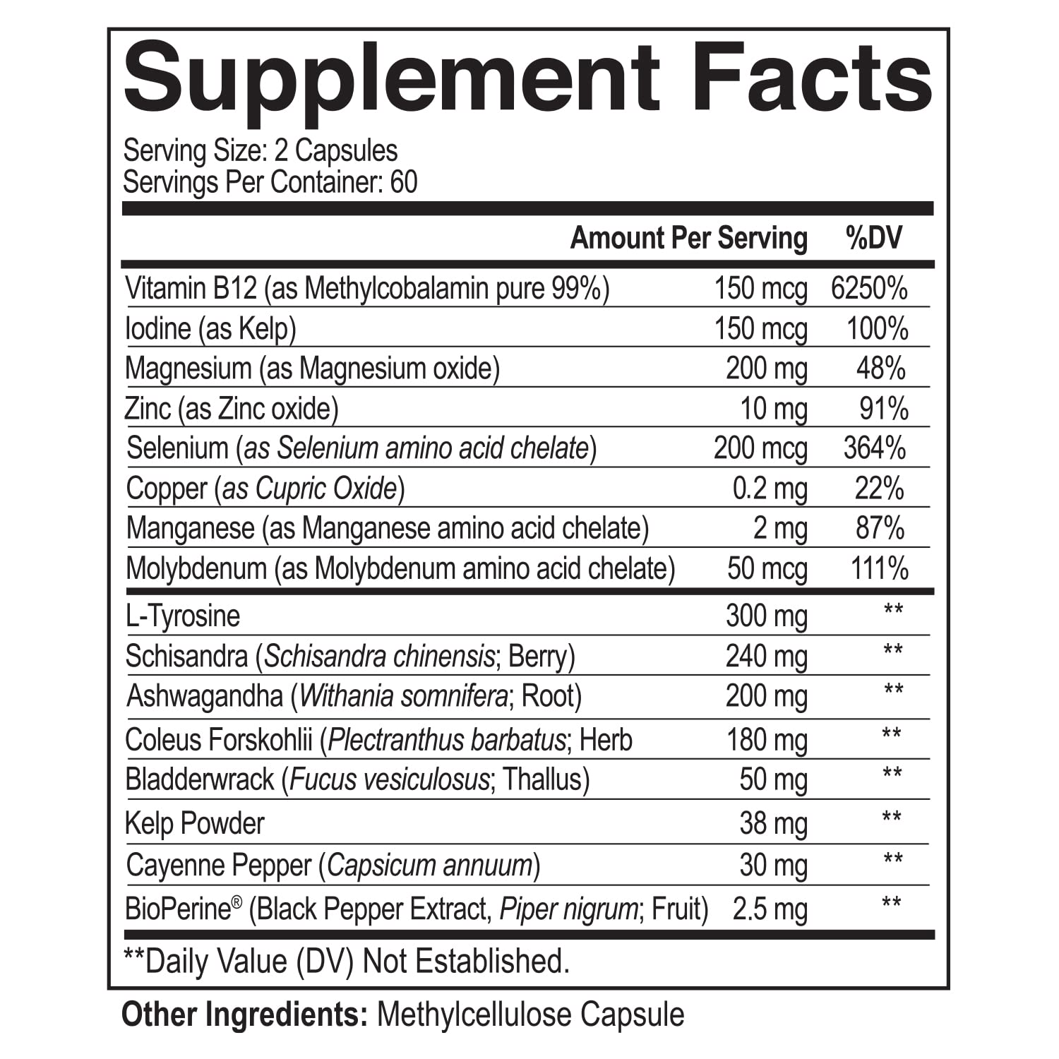 NutriFlair Thyroid Support Complex with Iodine, B12 & Ashwagandha, 120 Caps — Amazon image 2