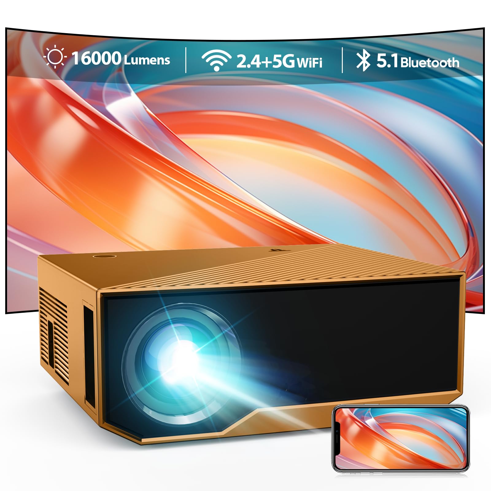 proiettore wifi bluetooth 1080p hd portable 20000 lux