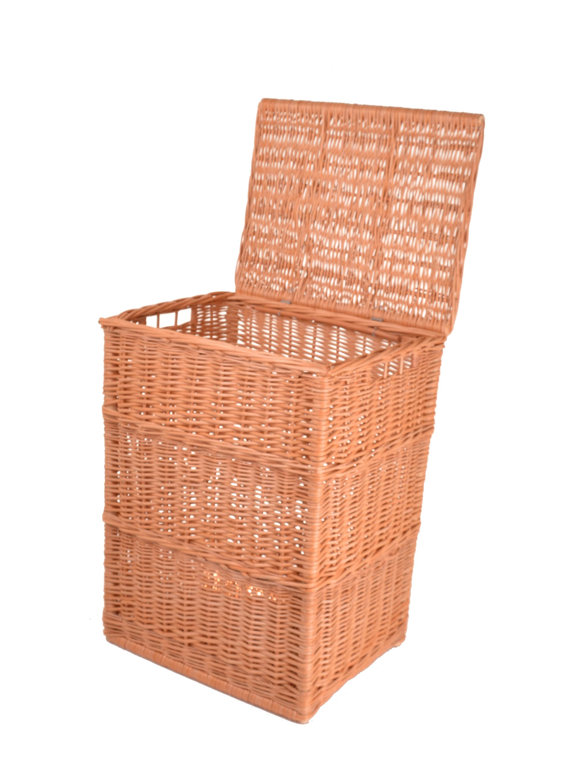 Wäschekorb aus Weide mit Deckel 63x48x38 cm eckig XXL | Natürliche Weide, großes XXL Format, Deckel, eckige Form für Bad, Schlafzimmer und Hauswirtschaftsraum