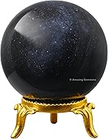 Vista 9 de Amazing Gemstone Bola de cristal de Yaxaita con soporte, bolas de meditación de esfera de cristal de 2 pulgadas para brujería y bolas decorativas