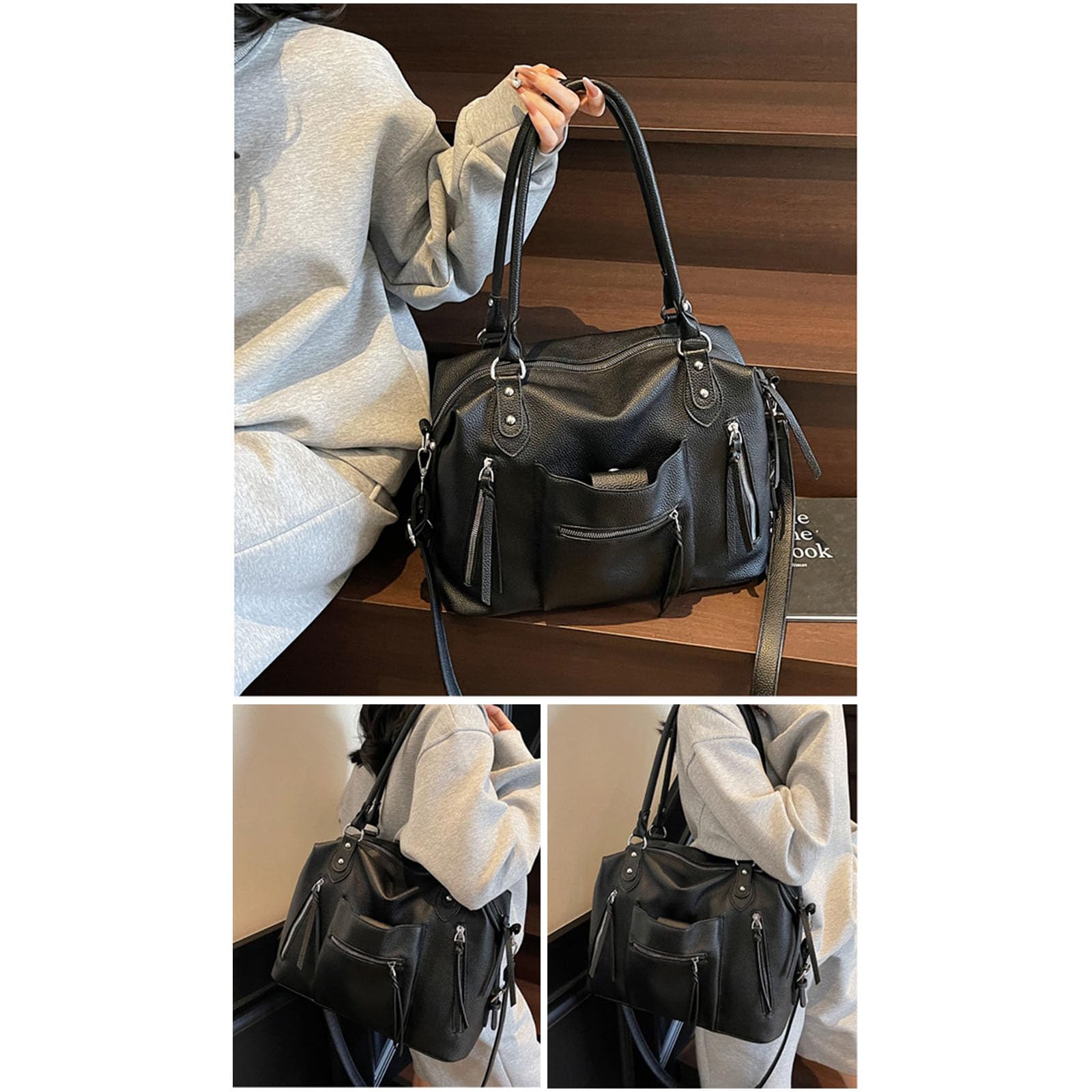 Elegante bolso de mano de piel sintética para mujer, con correa ajustable, bolso cruzado casual para axilas