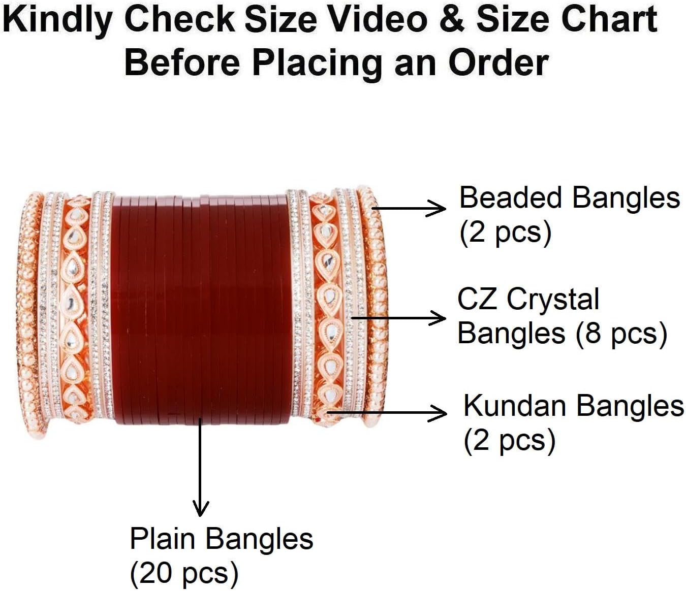 Efulgenz Bridal Indian Bangles for Women Punjabi Chuda Set Traditional Wedding Bridal Chura Acrylic Bracelet Bangle Set Jewelry for Women (64 Pcs)