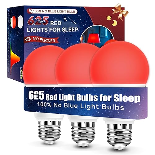 Neporal Red Light Bulbs for Sleep 9W, 100% Blue Light