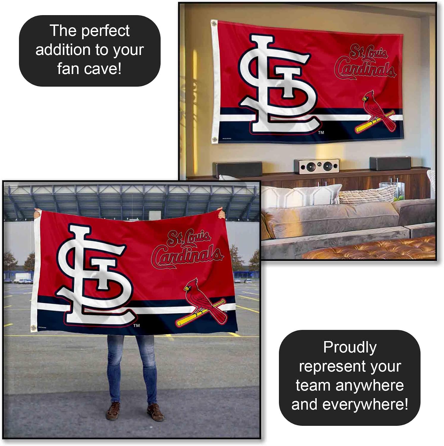 WinCraft St. Louis Cardinals Logo Insignia 3x5 Foot Grommet Banner Flag