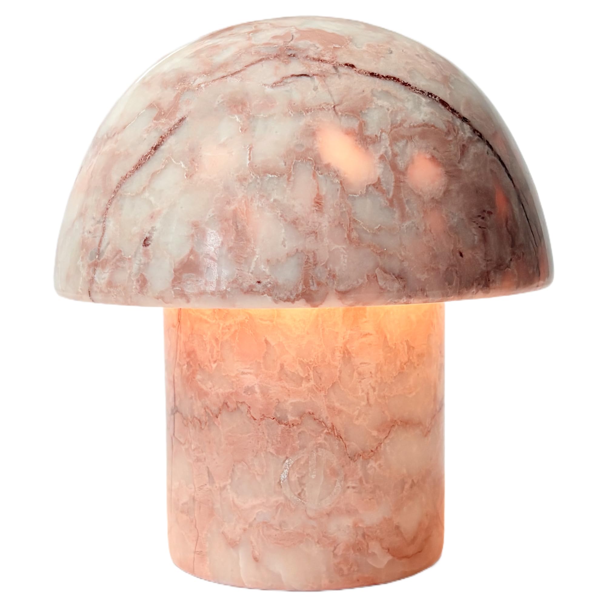 Photo 1 of Marble Mushroom Table Lamp - Small Rechargeable USB-C Cordless Touch-Dimmable Night Light, Hand-Polished Natural Stone, 4.3"x4.7"