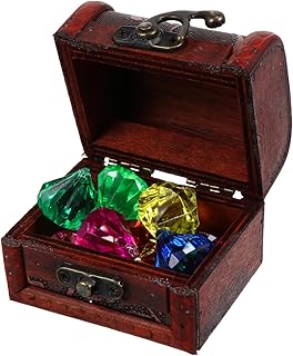 CIYODO 1 Set Children's Jewel Toy Boys Toy Toddler Wooden Toys Treasure Box for Kids Wooden Toy Treasure Chest Pirate Toy Chest Keepsake Treasure Box Beaded Children's Jewel Toys Acrylic