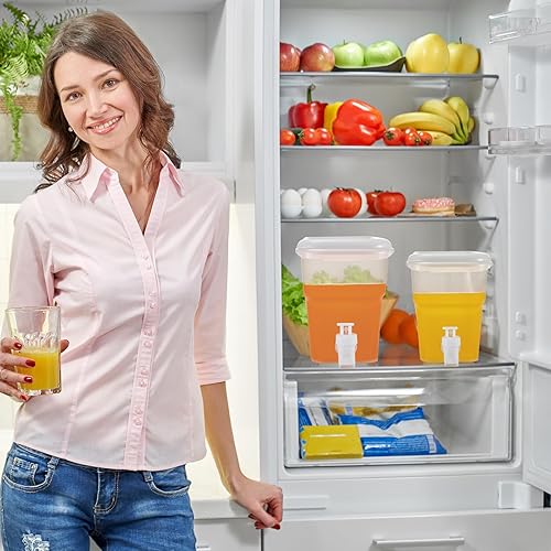 Miniatura 6 de Dispensador de agua de plástico para nevera, 4 unidades, con grifo para nevera, fiesta, bebidas heladas (0.8 galones, 1.35 galones)