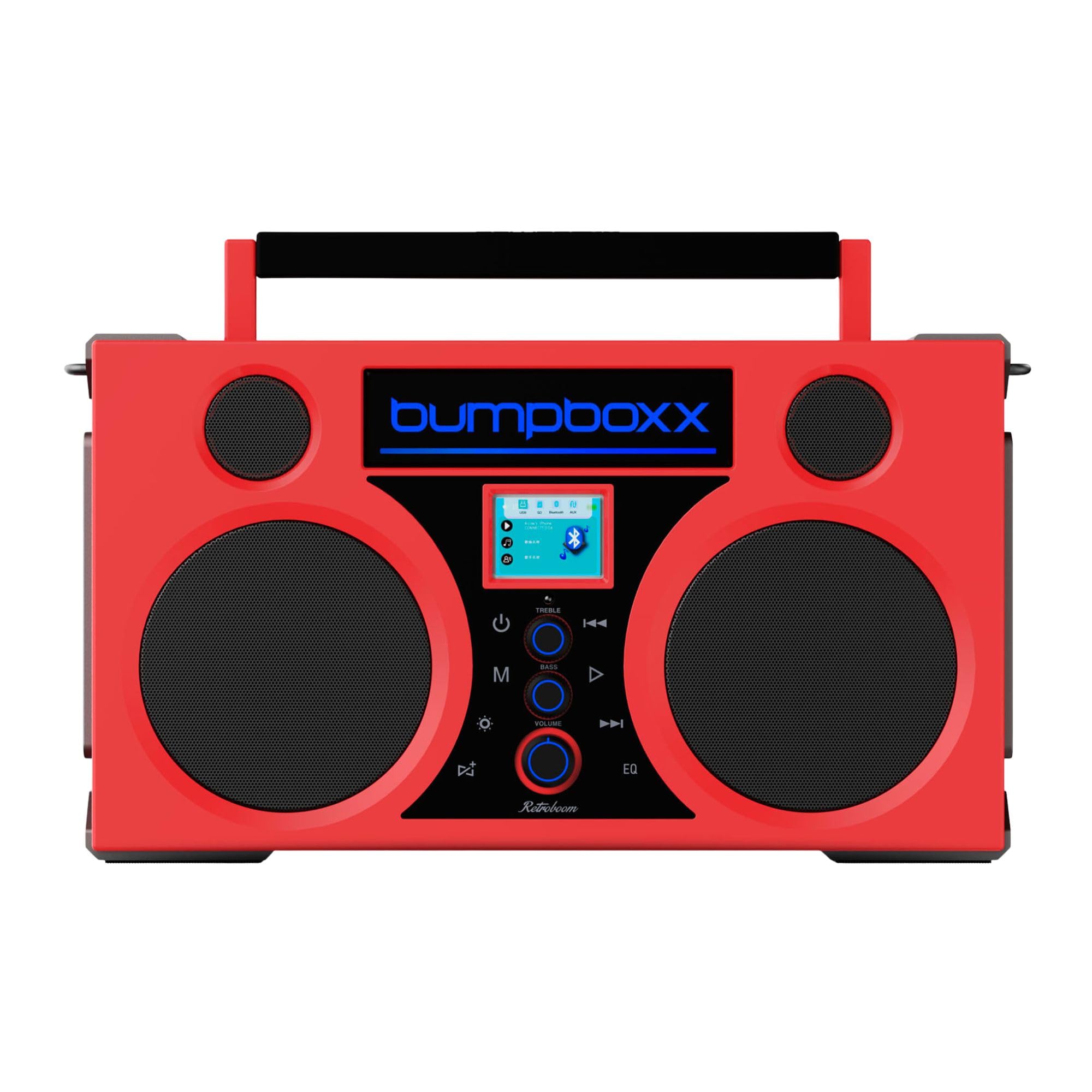 Bumpboxx Retroboom 200W Portable Bluetooth Boombox, Radical Red