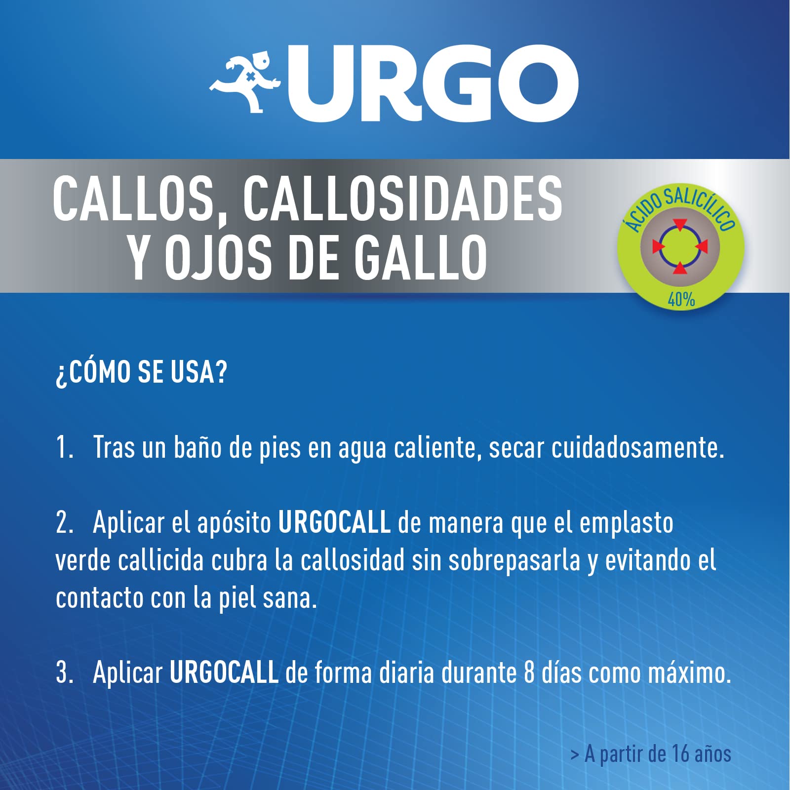 Urgo - Urgocall - Para callos instalados y dolorosos – Con ácido salicílico - Caja de 12 apósitos