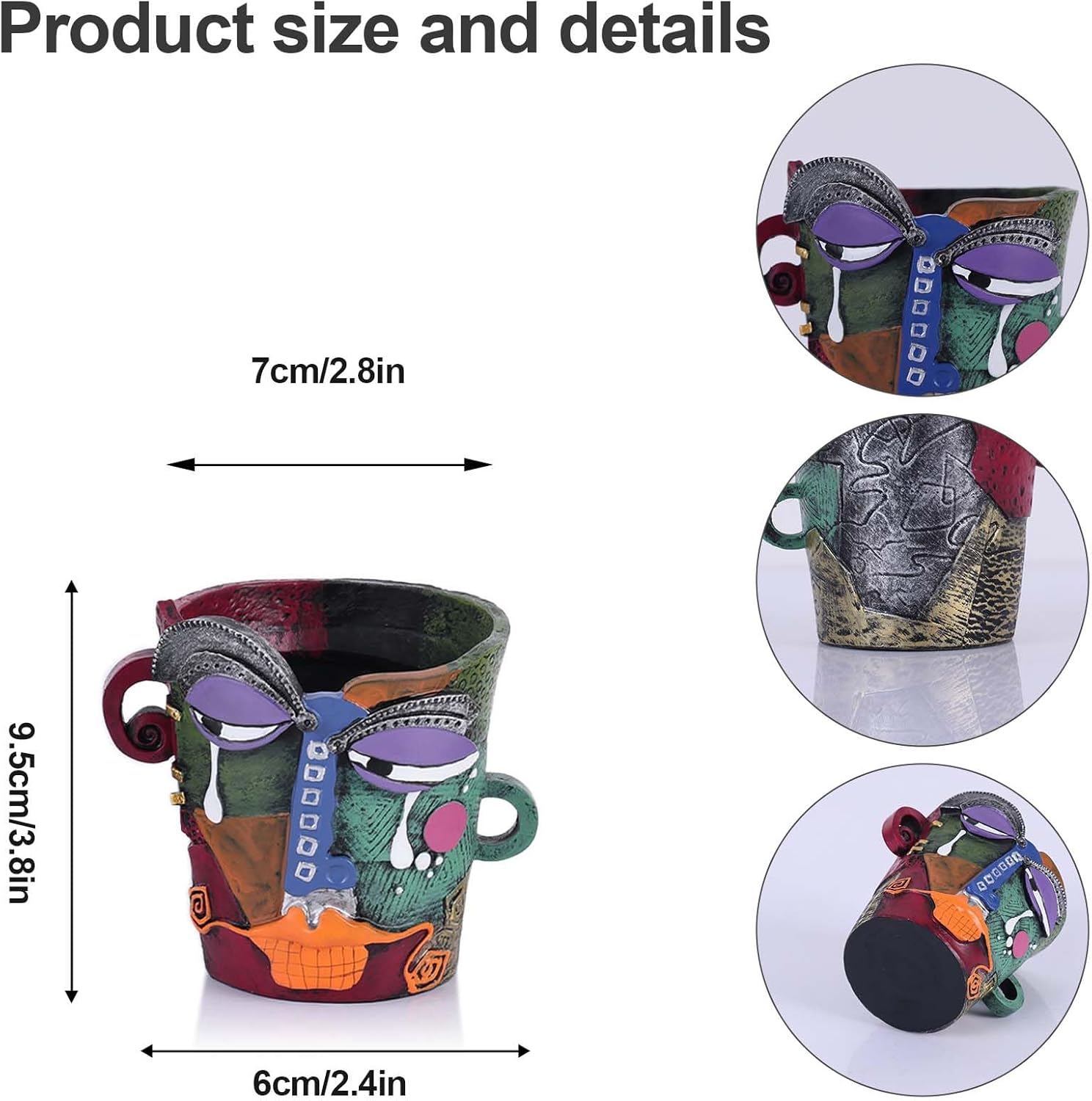 Mini Face Planters 3PC Set – Unique Resin Art Flower Pots for Succulents, Cacti & Small Plants – Decorative Funny Plant Pots for Indoor & Outdoor, Face Planter Gift, Picasso‑Inspired