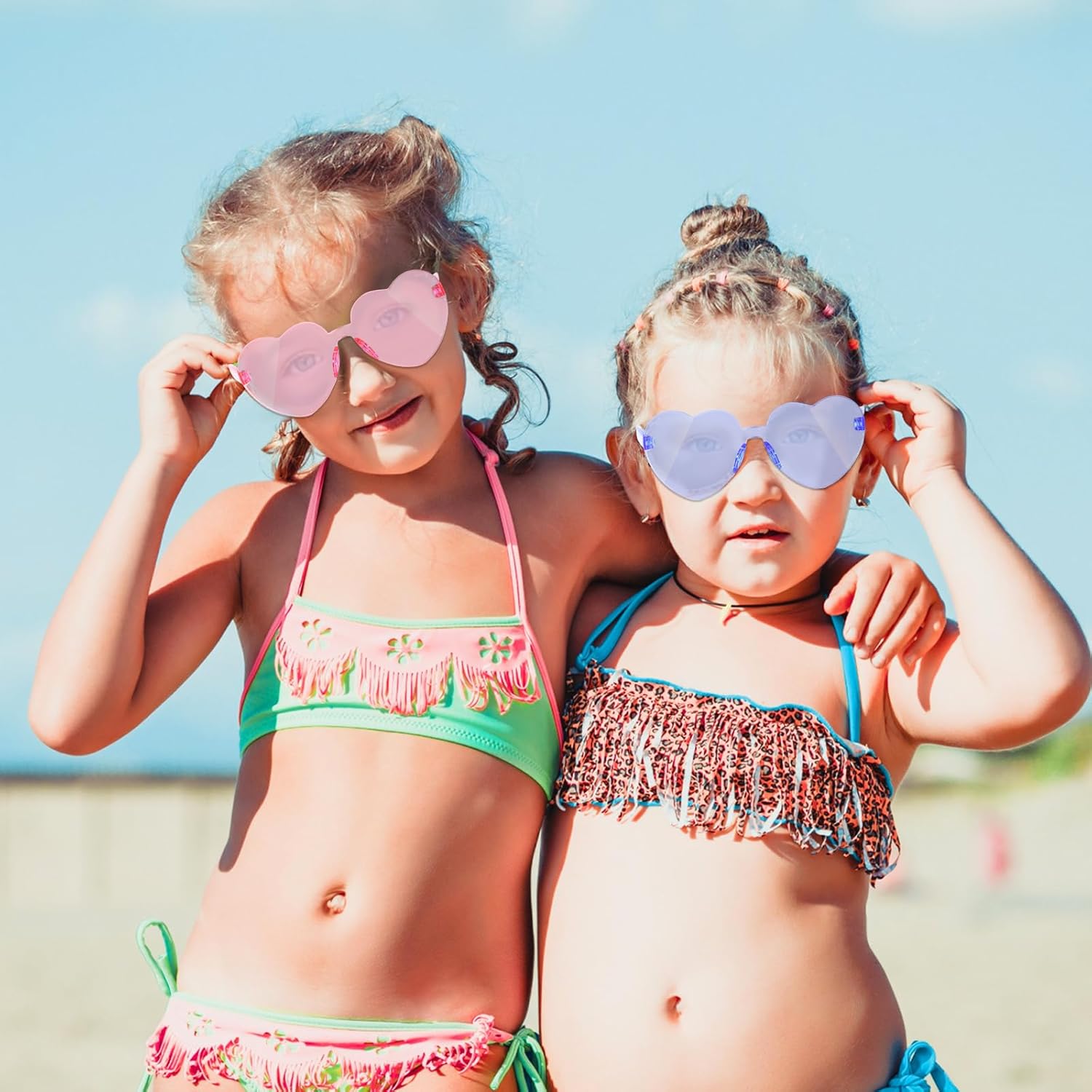 Zonon 24 Pcs Valentines Day Gift Heart Sunglasses Shaped Rimless Sunglasses Kids with Cards Gift for Kids Boy Girl Classroom Exchange Party Favor Valentine's Day Party - Image 7