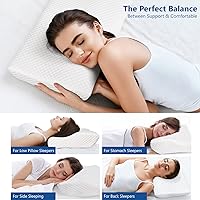 Vista 3 de ZAMAT Almohada de espuma viscoelástica para aliviar el dolor de cuello, almohada cervical ergonómica ajustable para dormir, almohada ortopédica