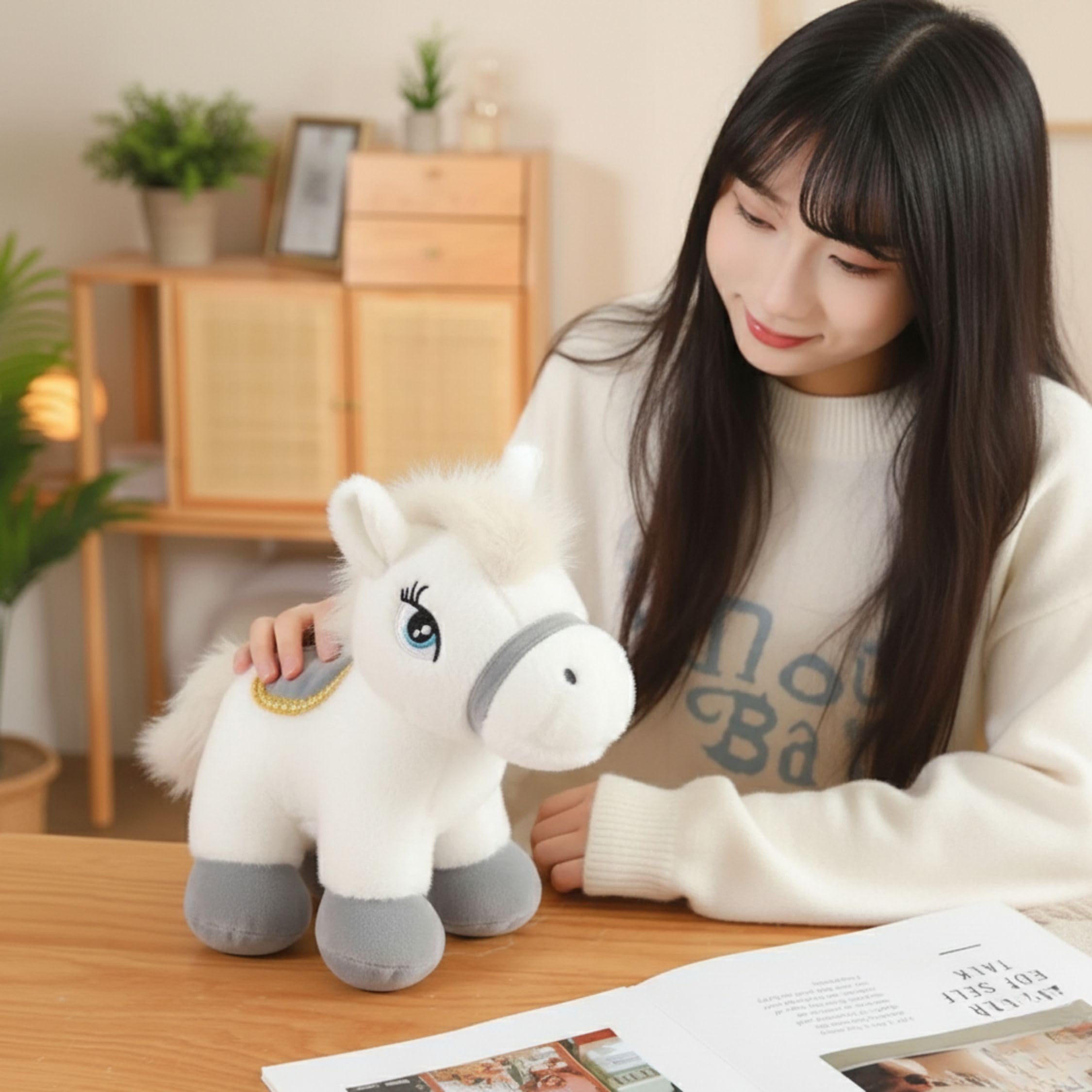 Tickles Pony Horse Soft Stuffed Plush Animal Toy for Kids Boys & Girls Birthday Gift (Color: White, Size: 35 cm) 1