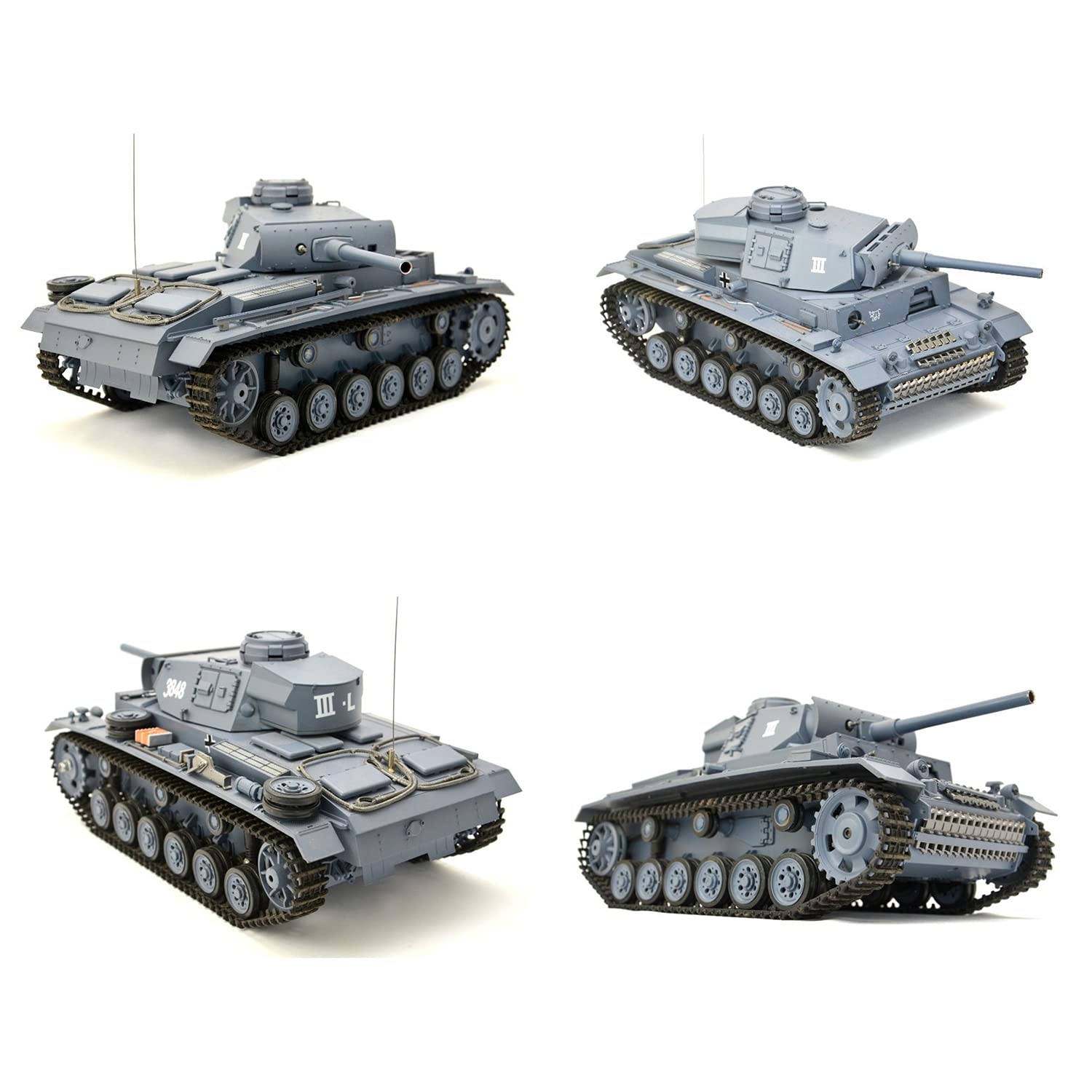 RC czołg "Kampfwagen III" 1:16 Heng Long – dym i dźwięk – ze stalową przekładnią i pilotem zdalnego sterowania 2,4 GHz – V7.0