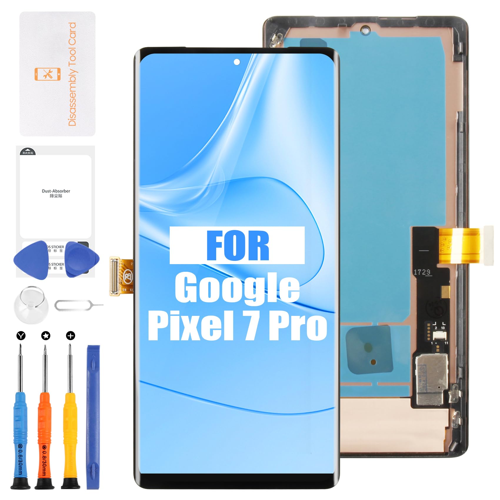 Photo 1 of for Google Pixel 7 Pro Screen Replacement with Frame – Premium AMOLED Display Assembly & Full Repair Tool Kit – 120Hz Refresh Rate, Fix Cracked/Broken Glass – Compatible with GP4BC/GE2AE Models