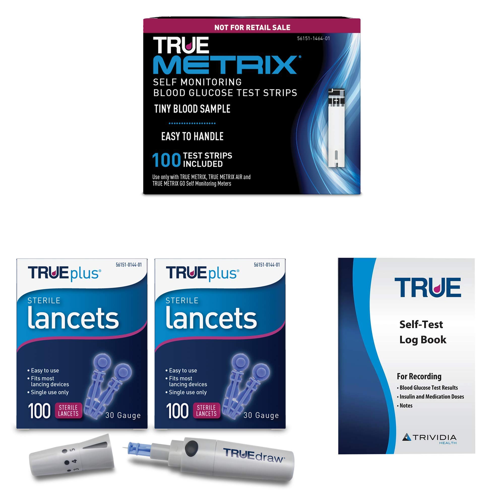 Buy 1x 100ct TRUE METRIX Test Strips + 2X 100ct 30g TRUEplus Lancets