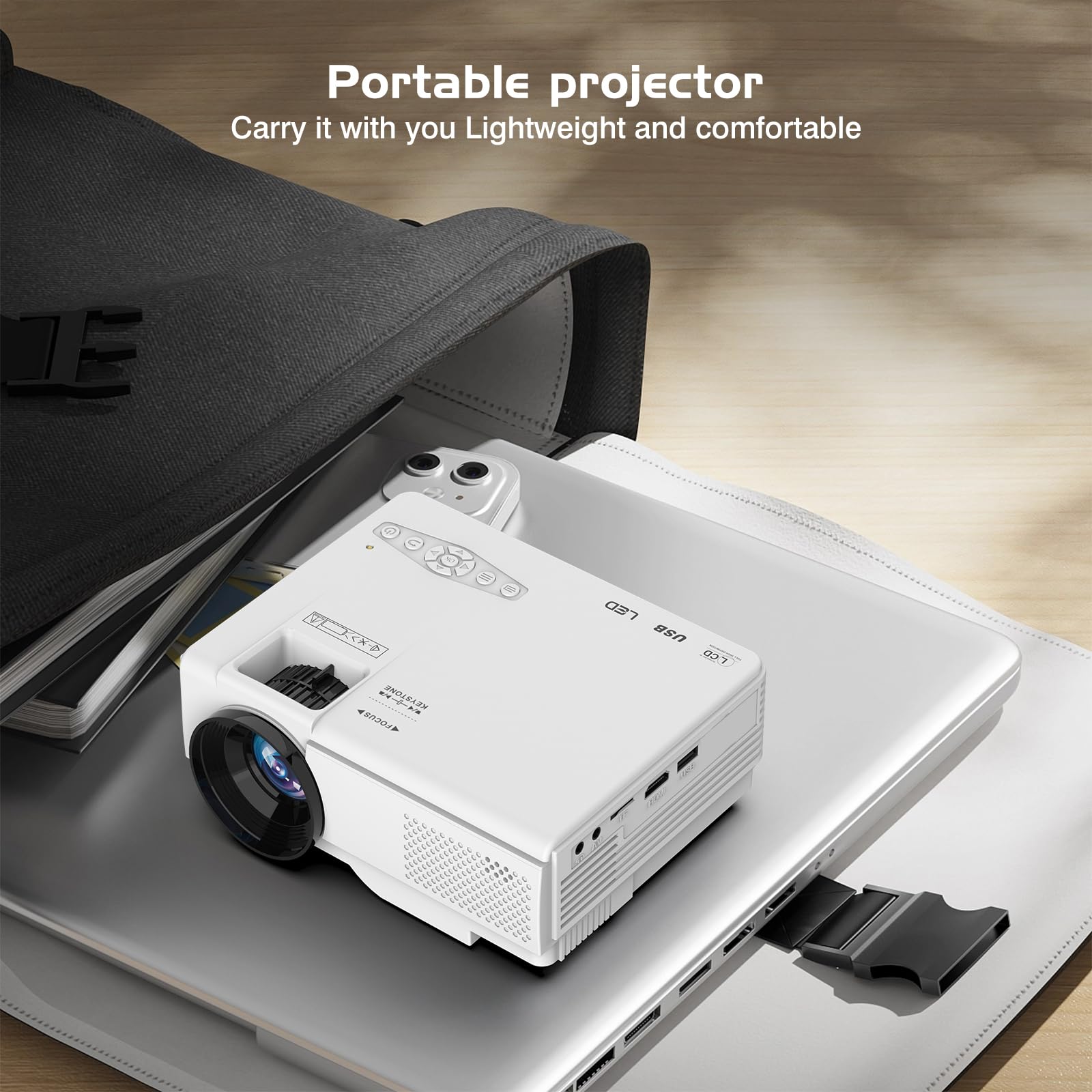 Smart Proiettore Android 11 Supporta, AKATUO Videoproiettore 1080P Supporta WiFi 6 BT 5.2 con 50% Zoom, Mini Proiettore Portatile per Phone/TV Stick/HDMI/USB