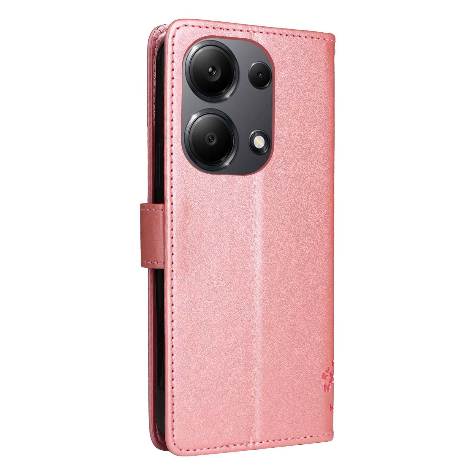 PEIYE Cover per Xiaomi Redmi Note 13 4G, Custodia in Pelle Sintetica, Portafoglio, Libro Flip, Magnetica, Antiurto, Supporto Pieghevole, Protezione Completa, Case -Oro Rosa