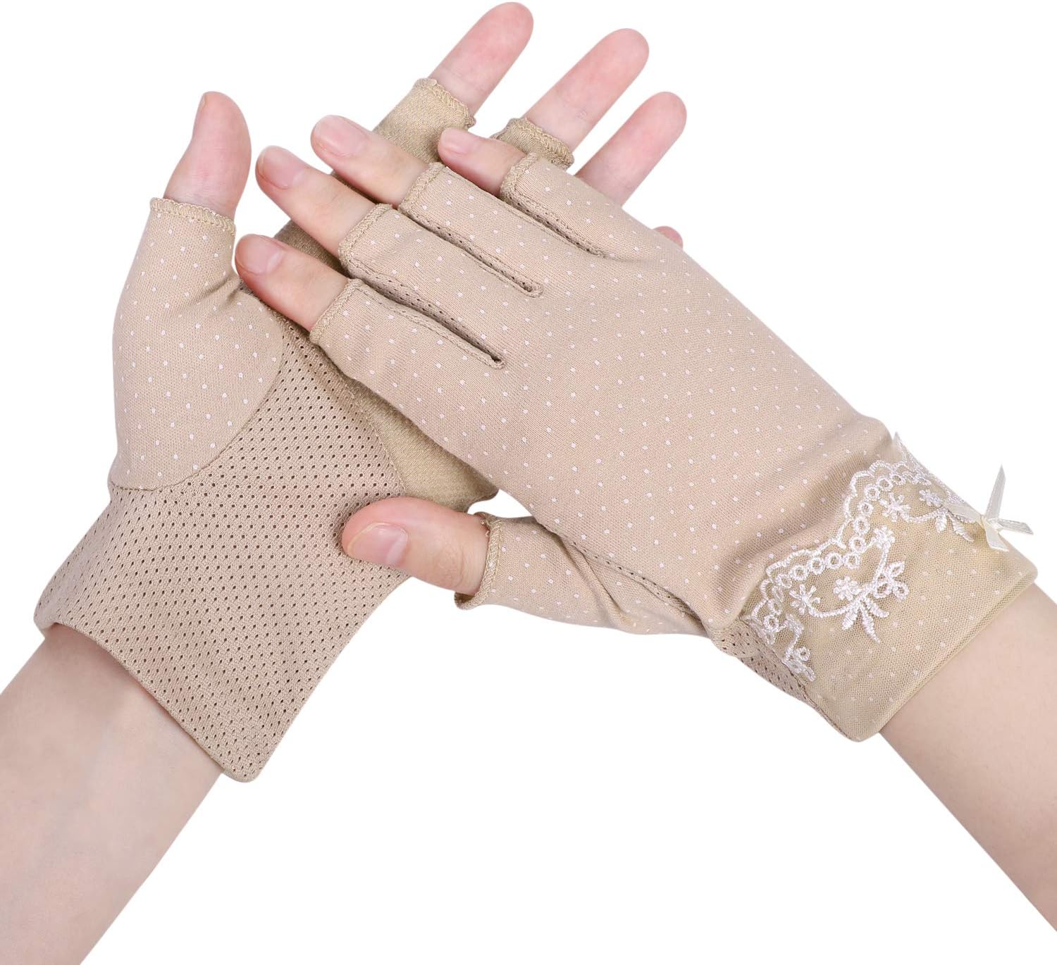 Fingerless Driving Gloves Women Thin Driving Gloves Summer Dots Sun