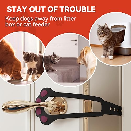 Miniatura 6 de Pestillo de puerta para gato, 2 piezas de tapón de puerta de gato para mantener al perro fuera de la caja de arena y alimentos, accesorio de puerta
