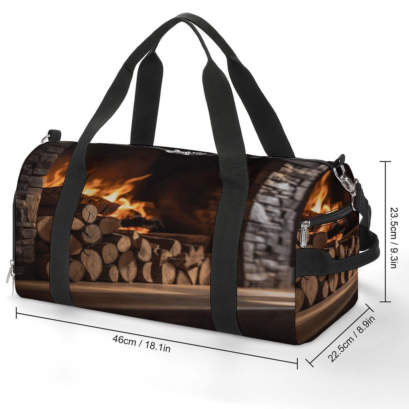 Turnbeutel für Damen und Herren, Holz auf Kamin, wiederverwendbar, Turnbeutel mit Schuhfach, Stil, Einheitsgröße, modern, Stil:, Einheitsgröße, Modern