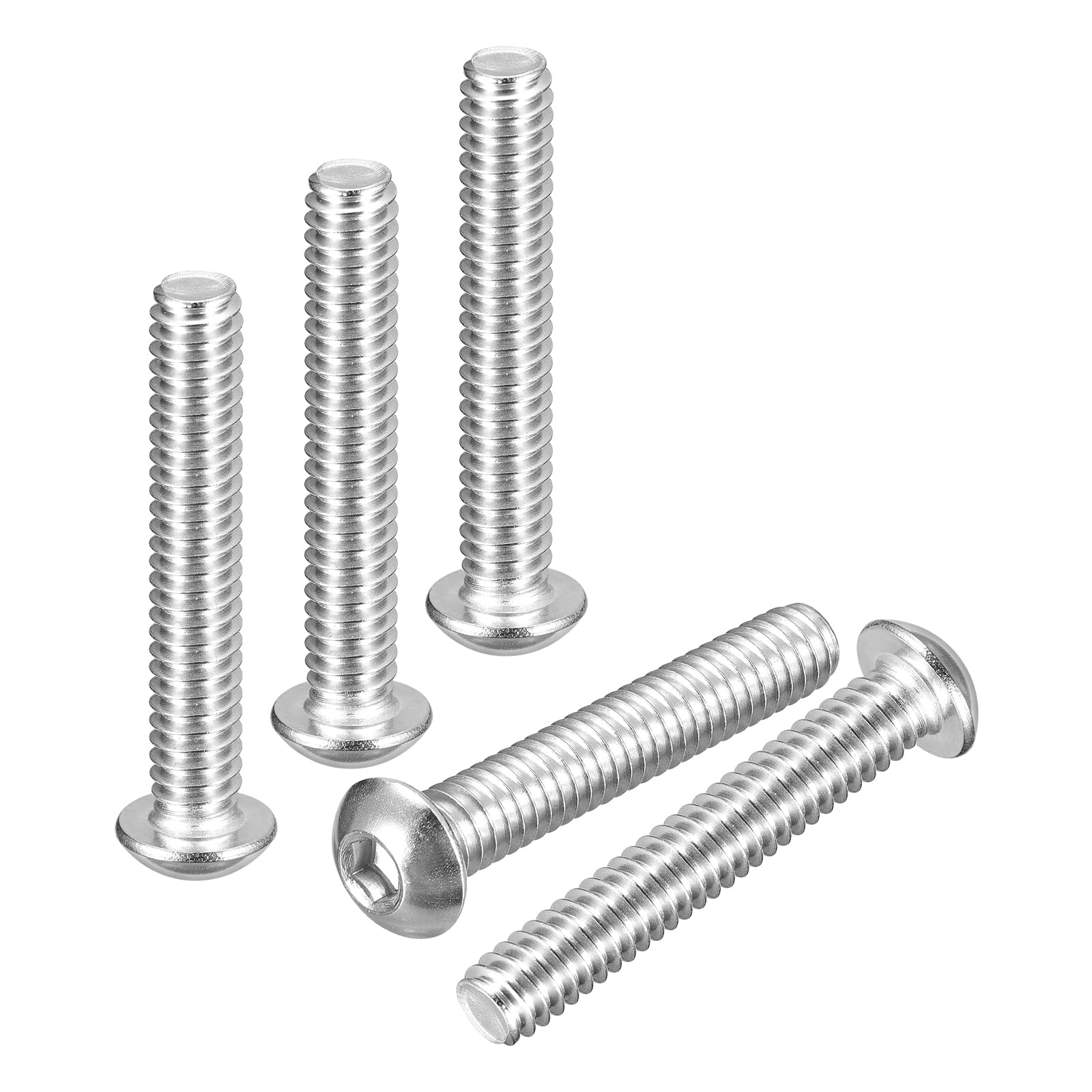DTGN 1/4"-20x1-1/2" Button Head Socket Cap Screw 10Pcs 304 SS Whitewashed