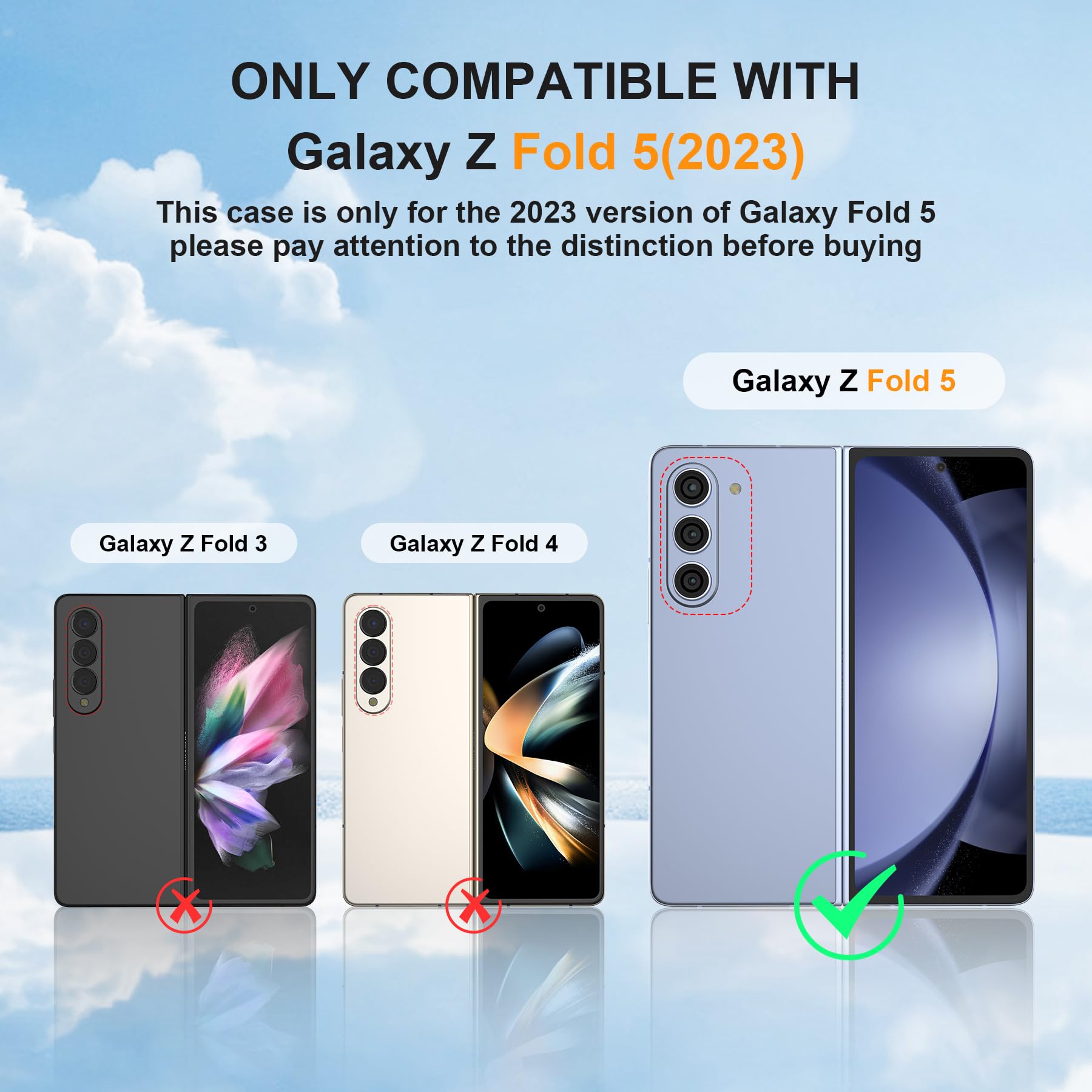 ORETECH for Samsung Galaxy Z Fold 5 Case, Samsung Z Fold 5 Case with [Built-in Screen Protector] [Hinge Protection] 2 in 1 Ultra Thin Transparent Flexible TPU Bumper Z Fold 5 Case - Matte Clear