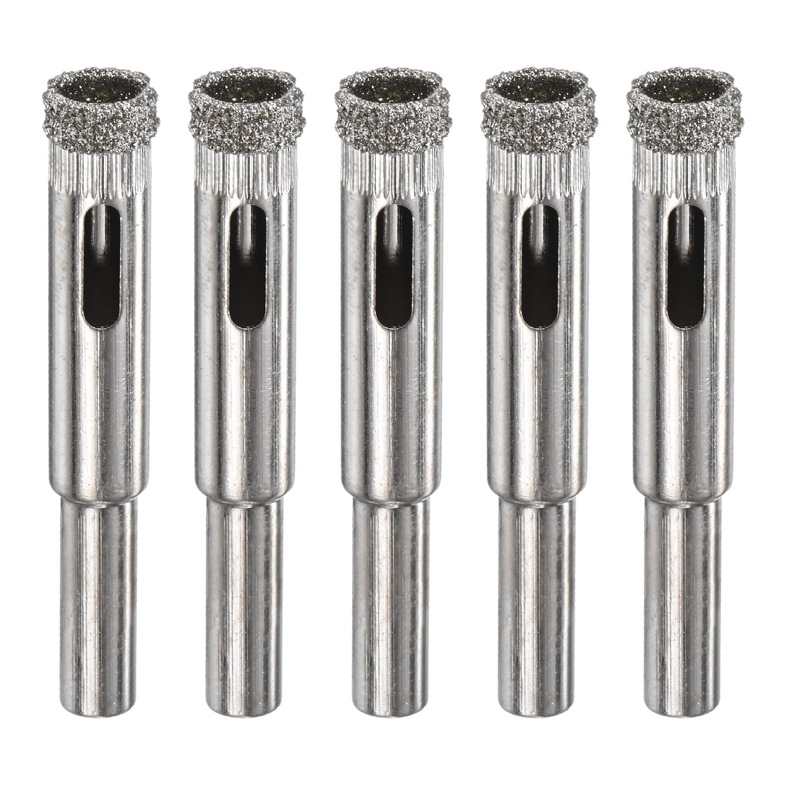 M METERXITY 5-Pack Diamond Hole Saw Drill Bit, 0.35 Inch / 9mm Glass Drill Bit for Ceramic/Marble/Granite Stone/Bottles/Tile Cutting [Silver Tone]