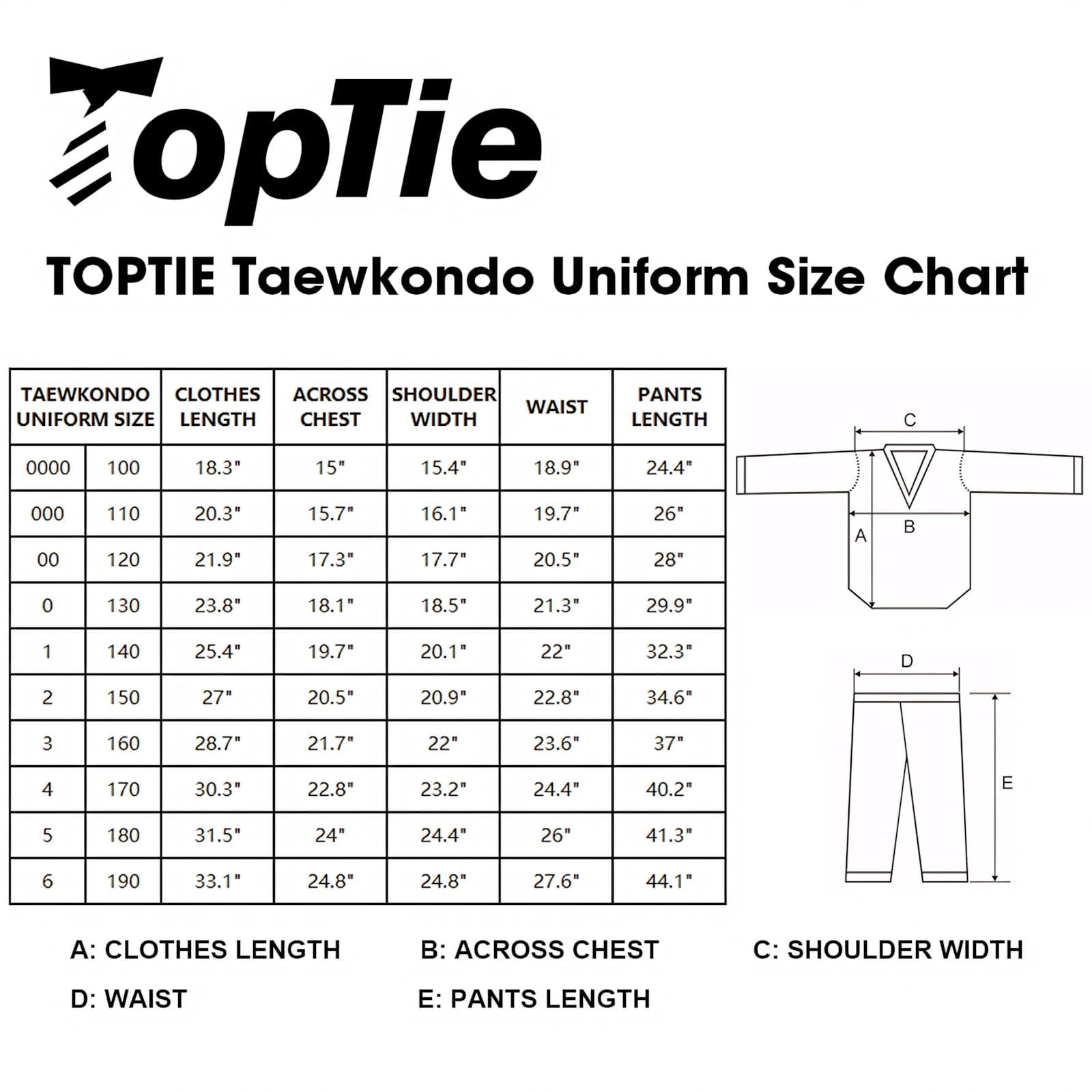TOPTIE Uniforme de Taekwondo à col en V pour Enfants et Adultes, Uniforme d'étudiant TKD Dobok, Uniforme d'arts Martiaux avec Ceinture