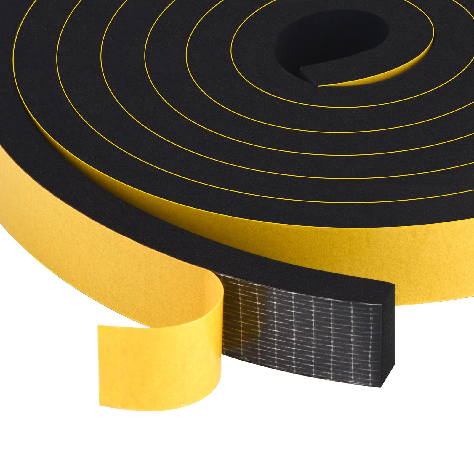 High Density Foam Weather Stripping Door Seal Strip Insulation Tape Roll for Insulating Door Frame, Window, Air Conditioner Self Adhesive Sealing Weatherstrip Dustproof (1 in x 1/2 in x 20 Ft)